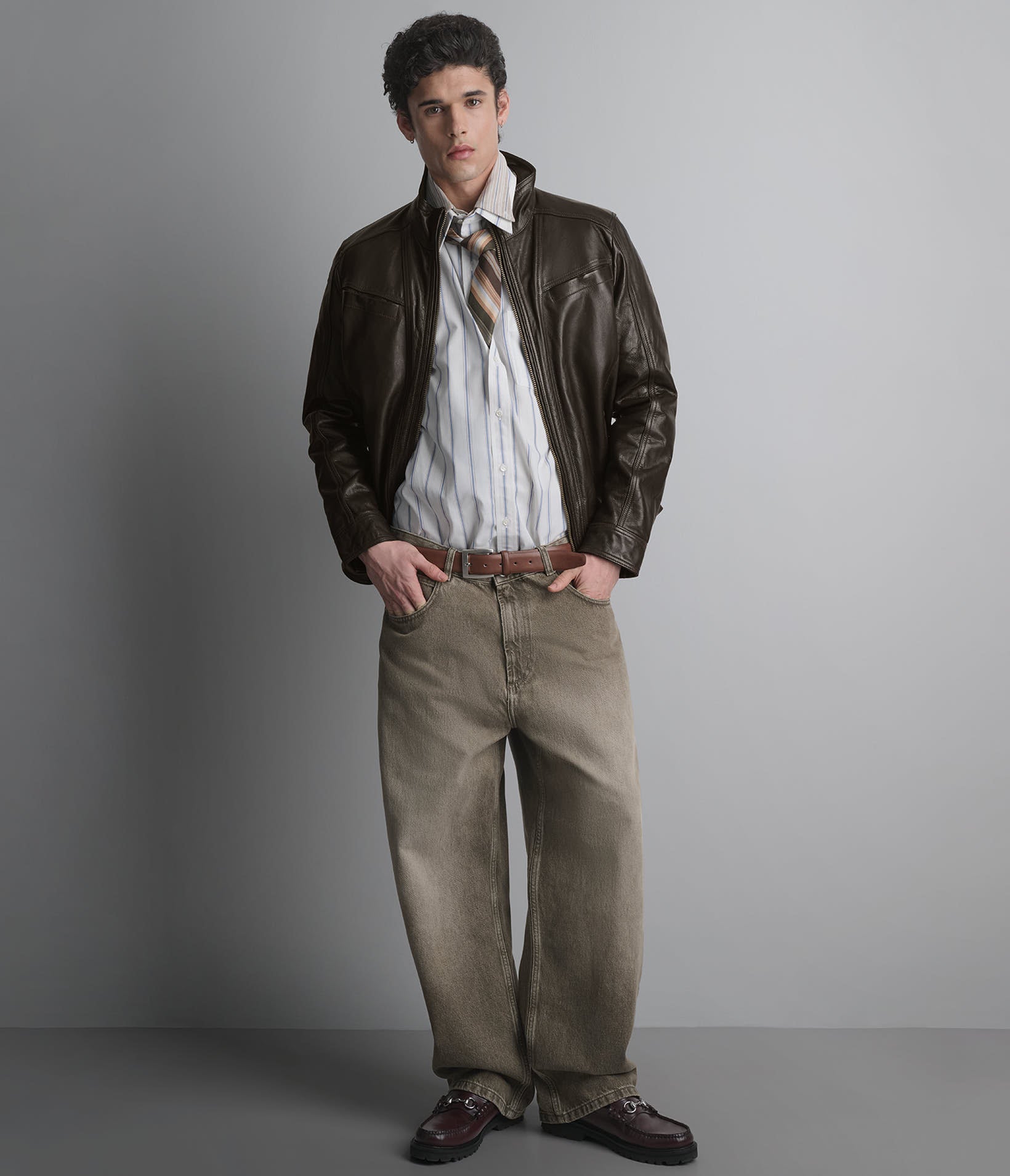 Sean Vintage Leather Racer Jacket View 4