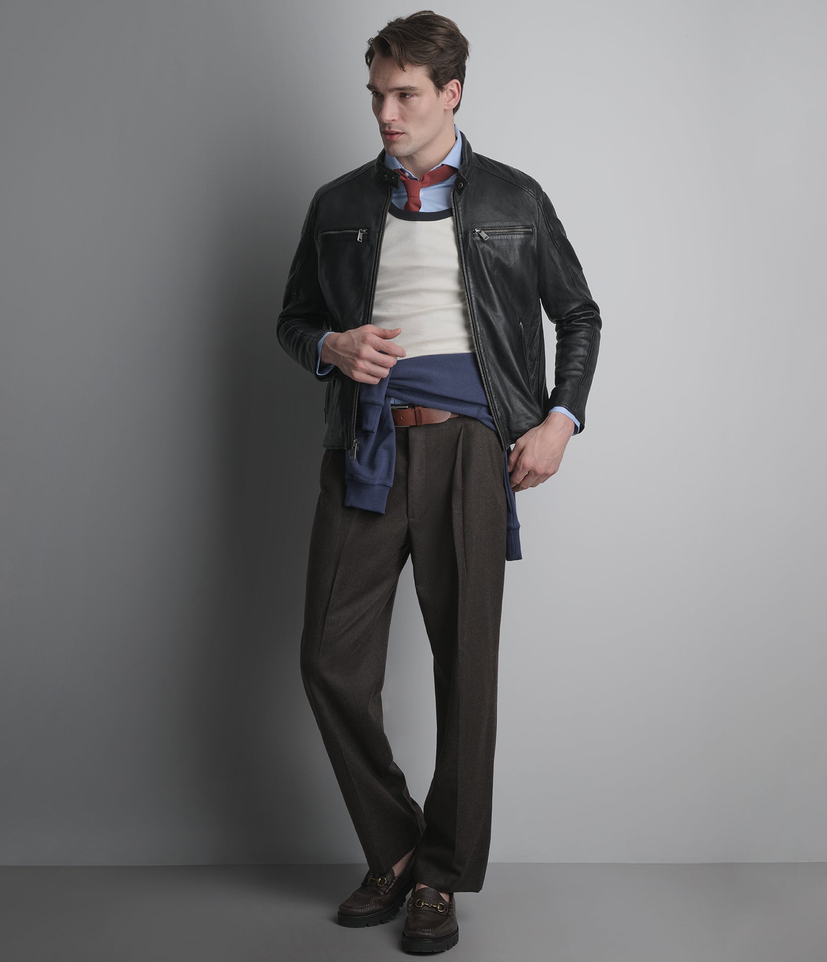Lance Collarless Leather Moto Jacket | Wilsons Leather