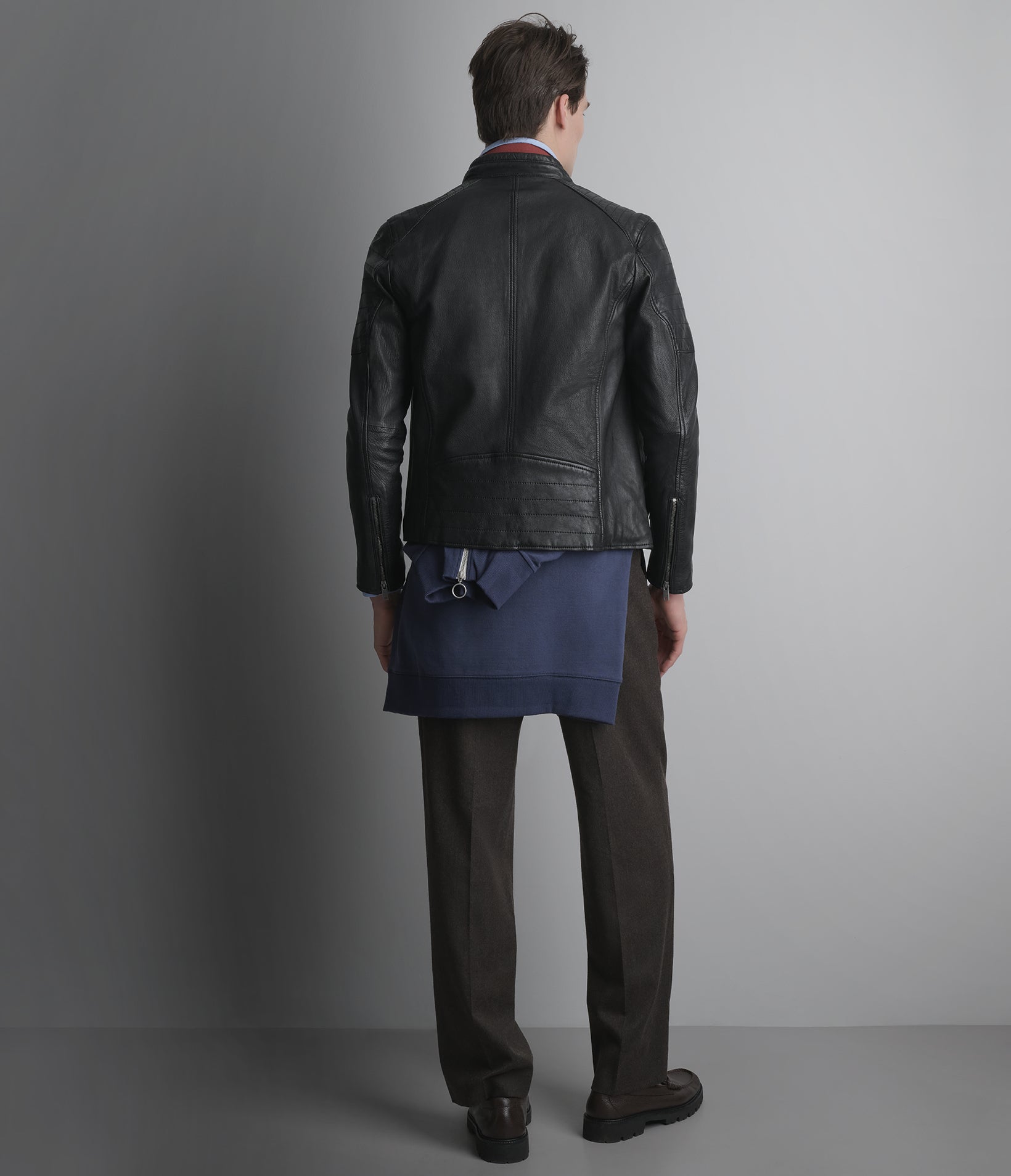 Lance Collarless Leather Moto Jacket | Wilsons Leather