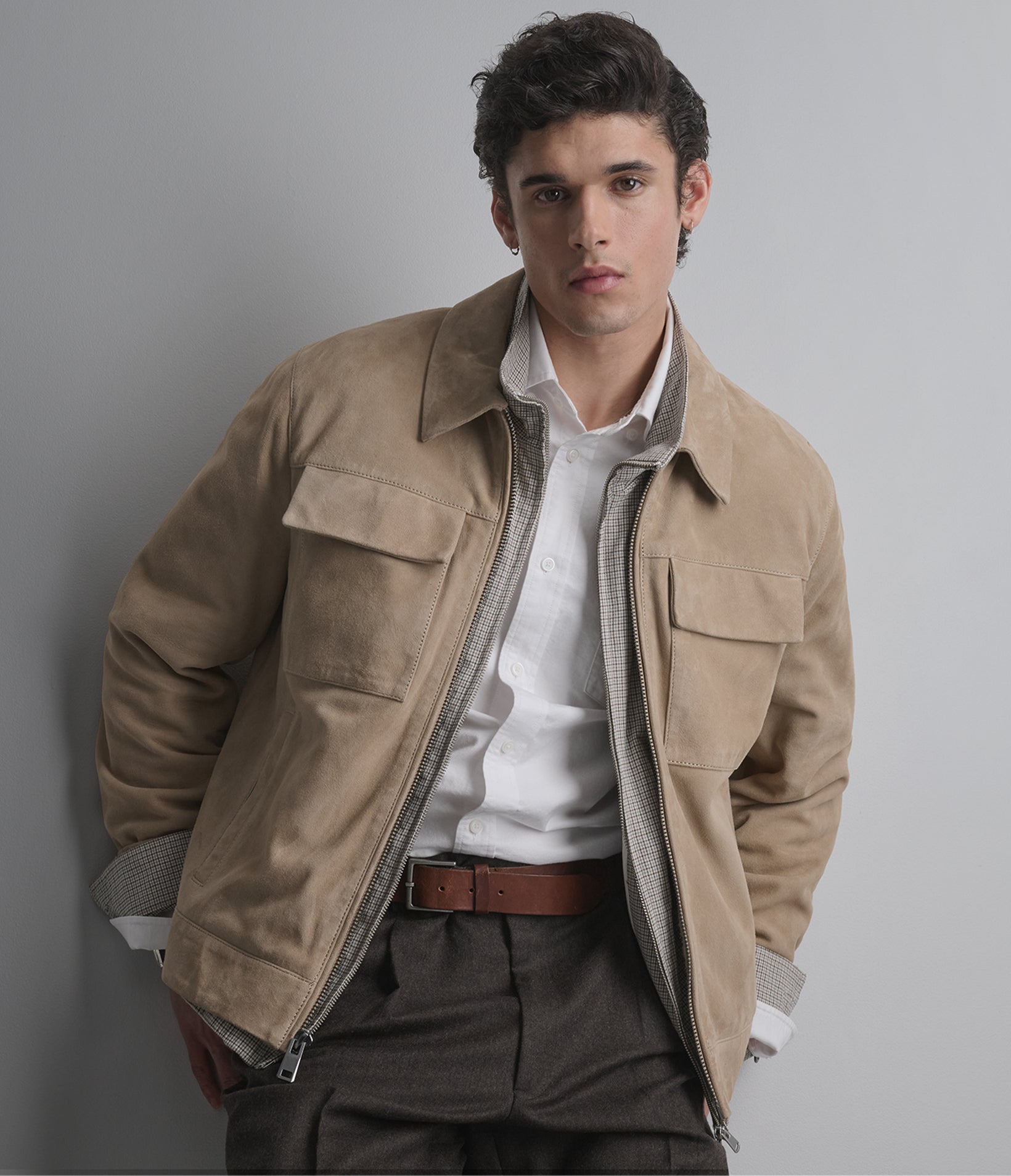 Banks Suede Zip Shirt Jacket View 1 | Men's Jackets & Coats