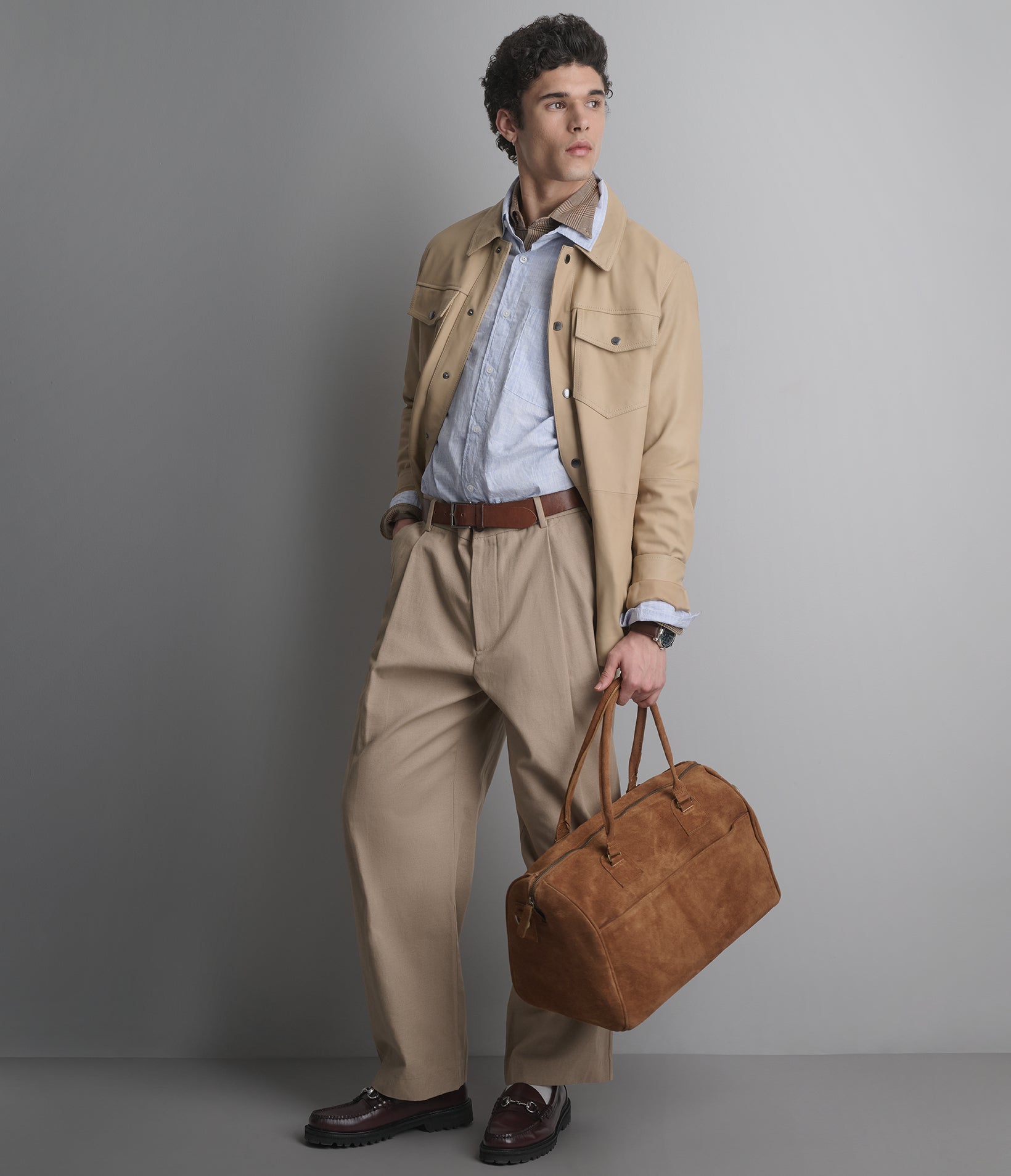 Wren Lightweight Leather Zip Shirt Jacket View 2 | Men's New Arrivals