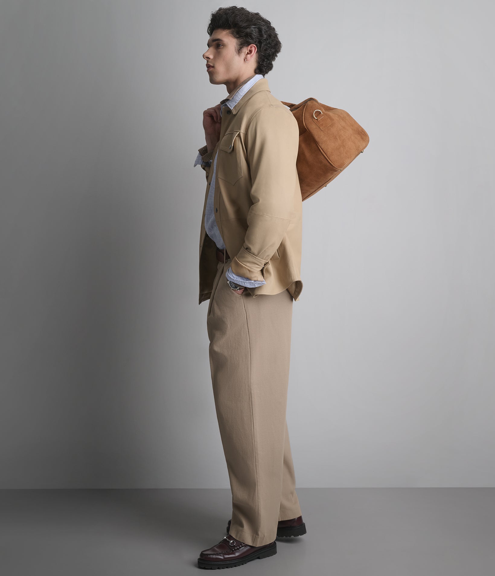 Wren Lightweight Leather Zip Shirt Jacket View 6 | Men's New Arrivals