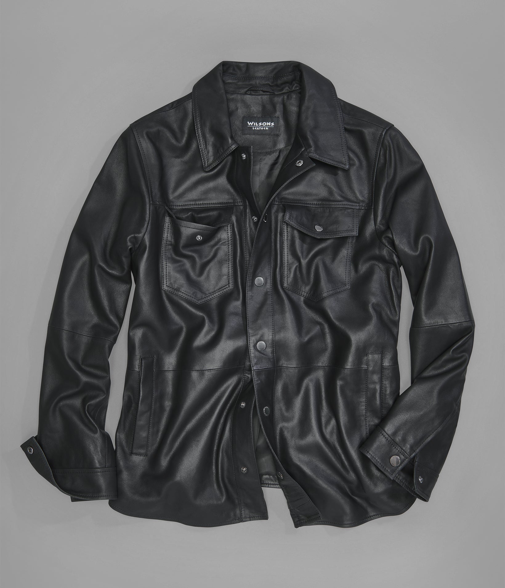 Wren Lightweight Leather Snap Front Shirt Jacket | Wilsons Leather