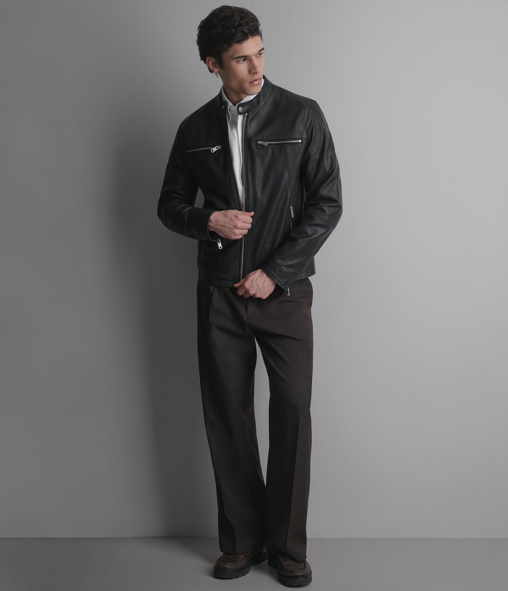 Quinton Lightweight Leather Racer Jacket View 2 | Men's New Arrivals