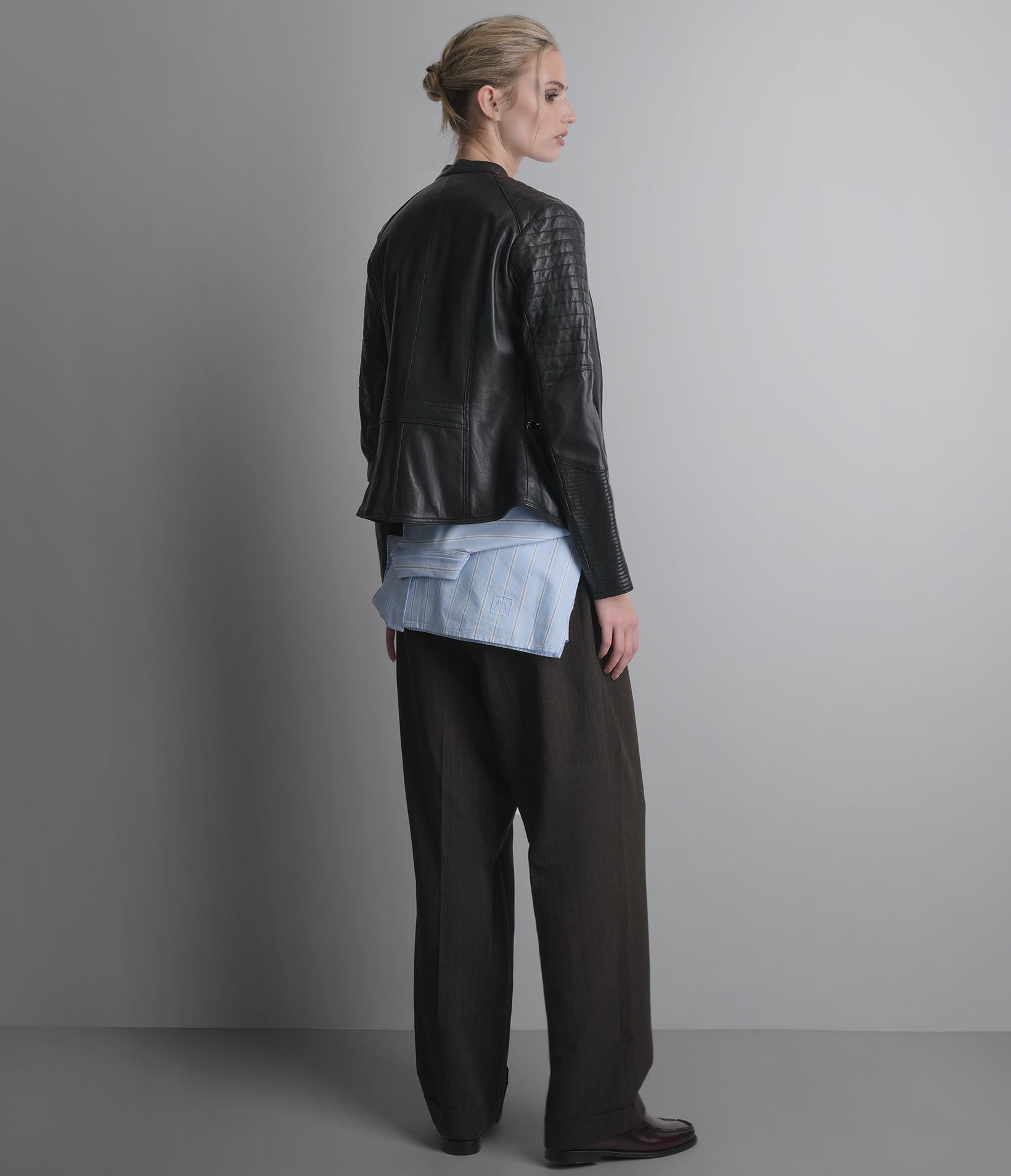 Hadley Quilted Leather Moto Jacket View 5 | Wilsons Promotion