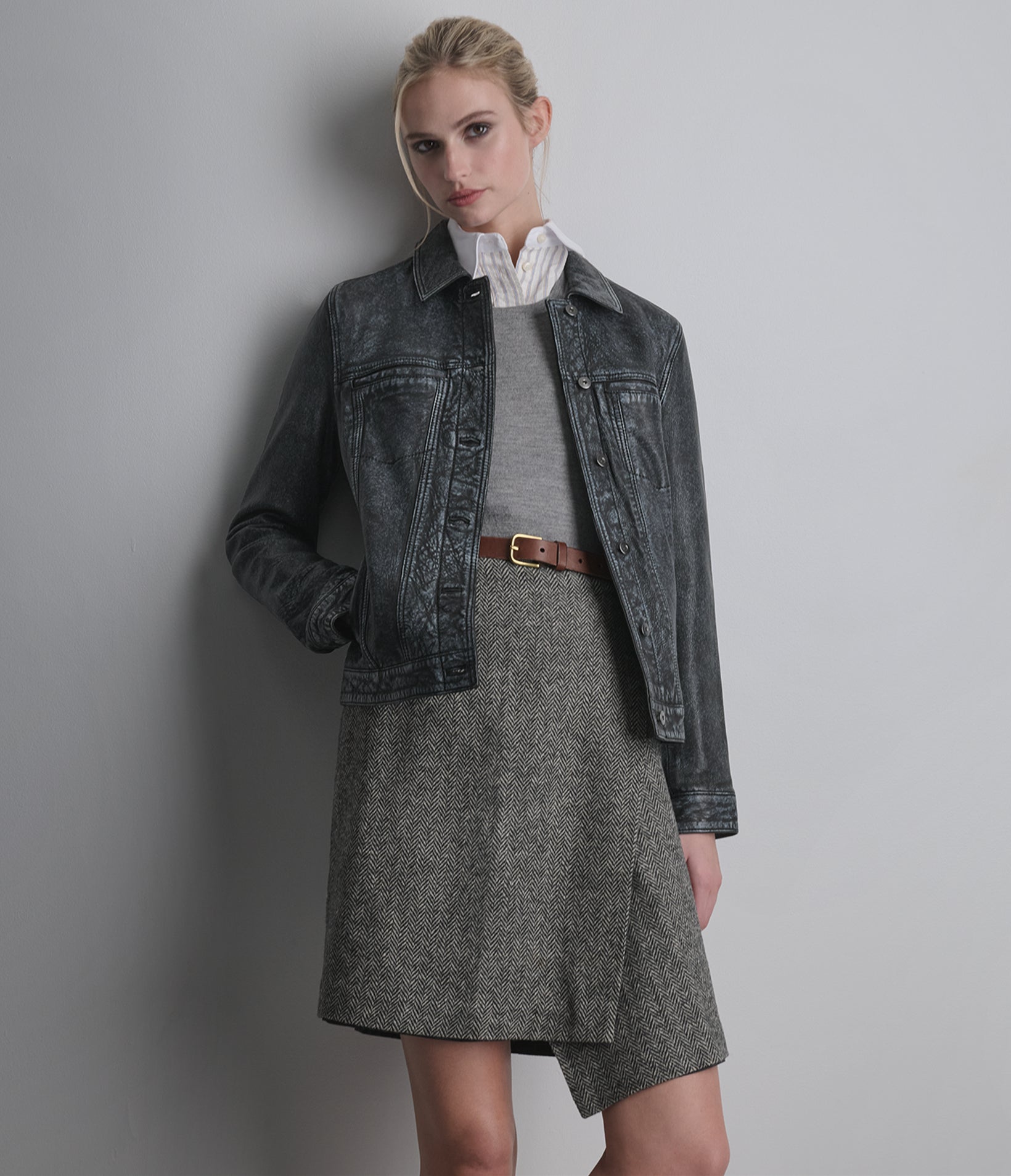 Addison Leather Denim Jacket View 1 | Leather Denim