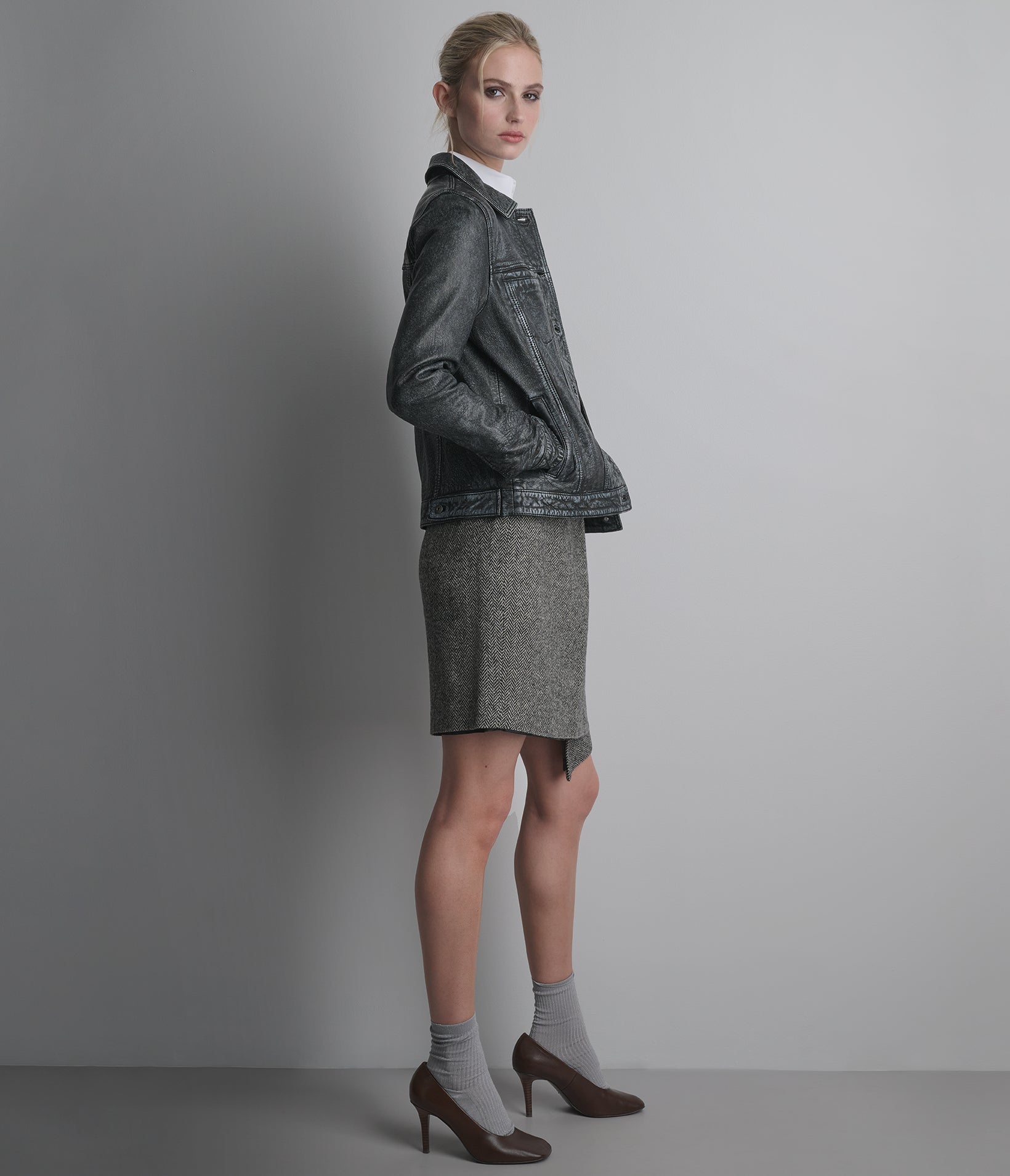 Addison Leather Denim Jacket View 6 | Leather Denim