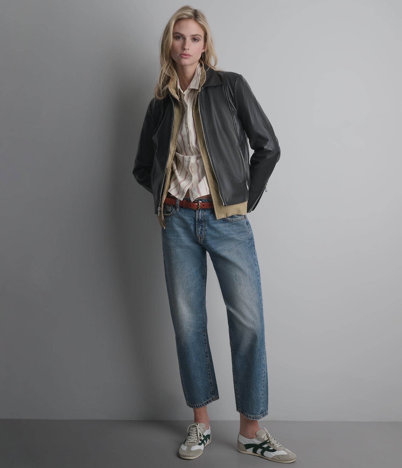 Justine Shirt Collar Zip Jacket | Wilsons Leather