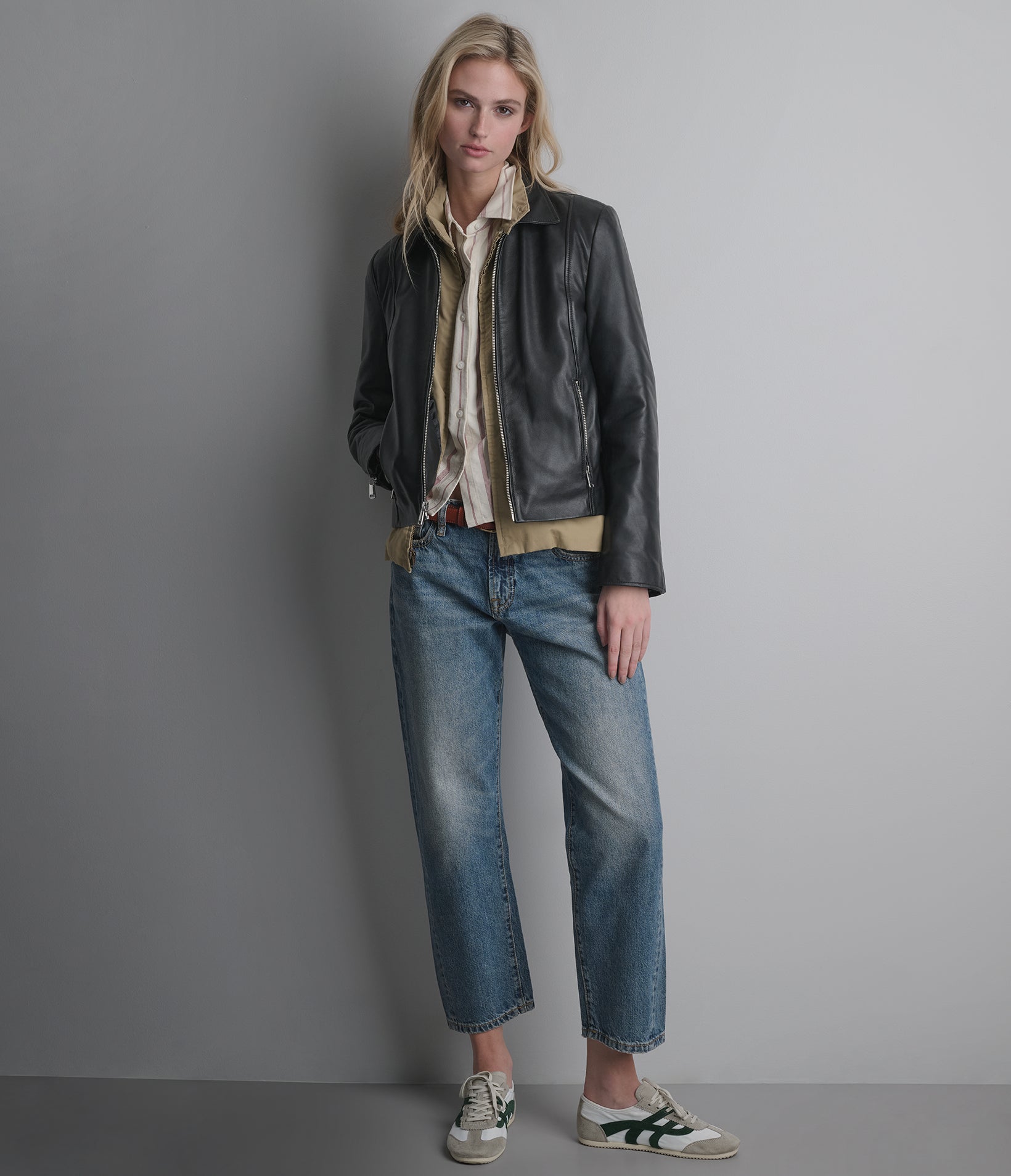 Justine Shirt Collar Zip Jacket | Wilsons Leather