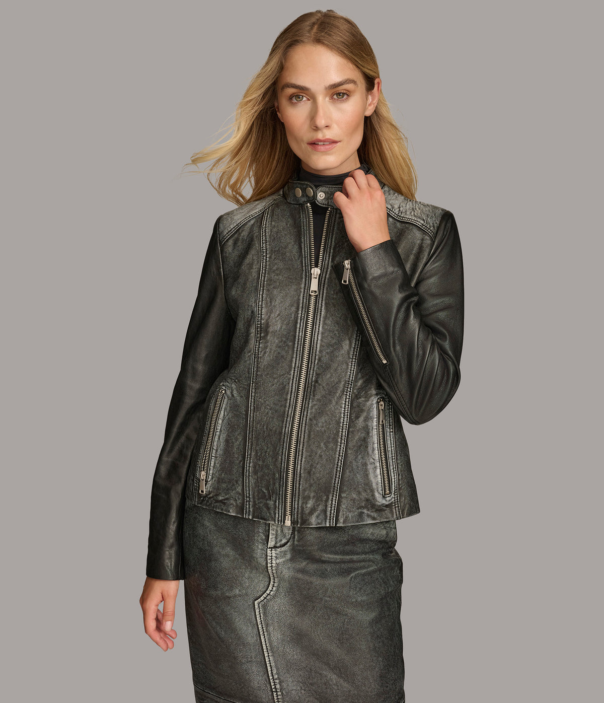 Alora Leather Combo Racer Jacket | Wilsons Leather