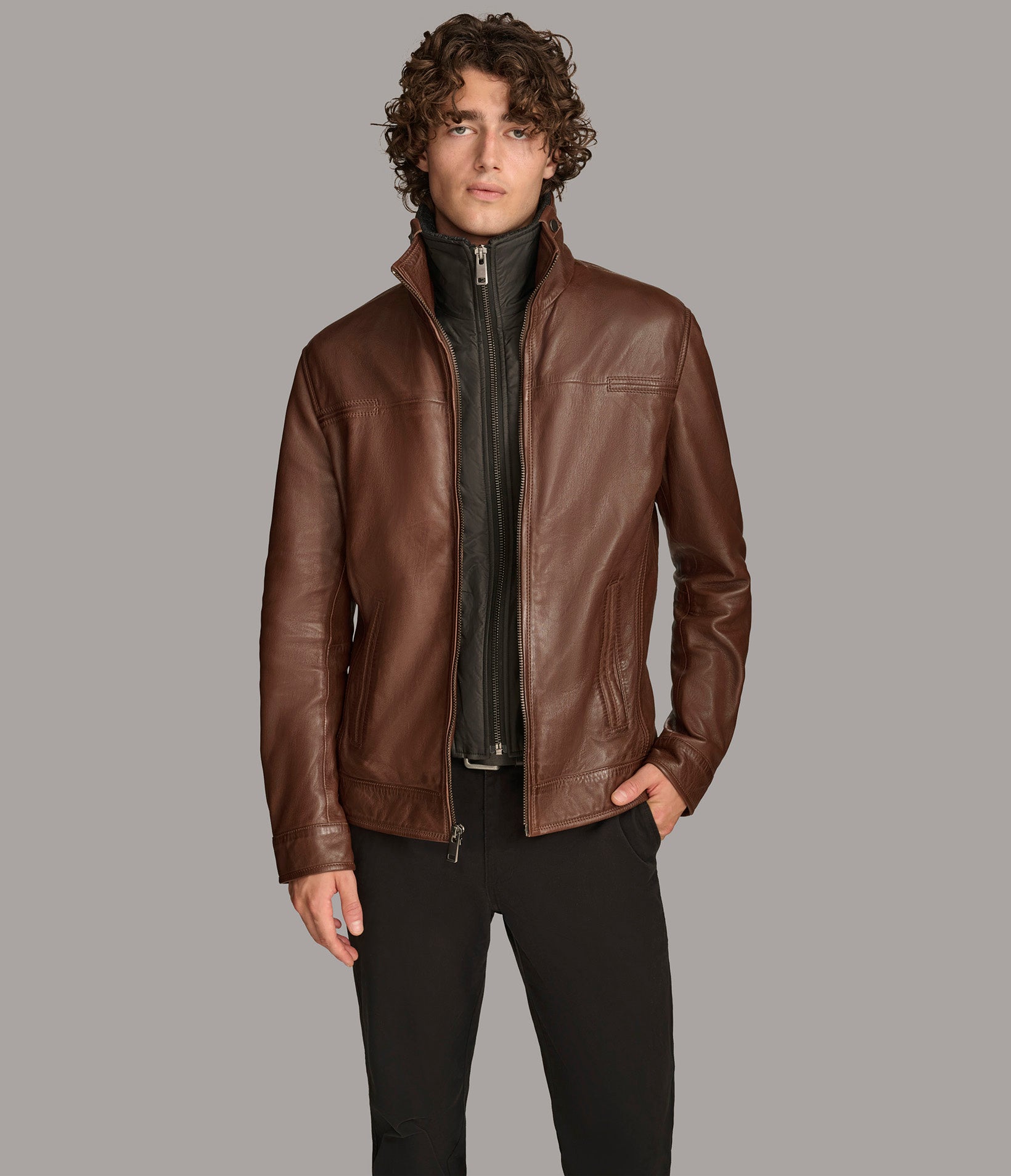 Jett Leather Jacket with Removable Hood View 4 | Men's Jackets Under $200