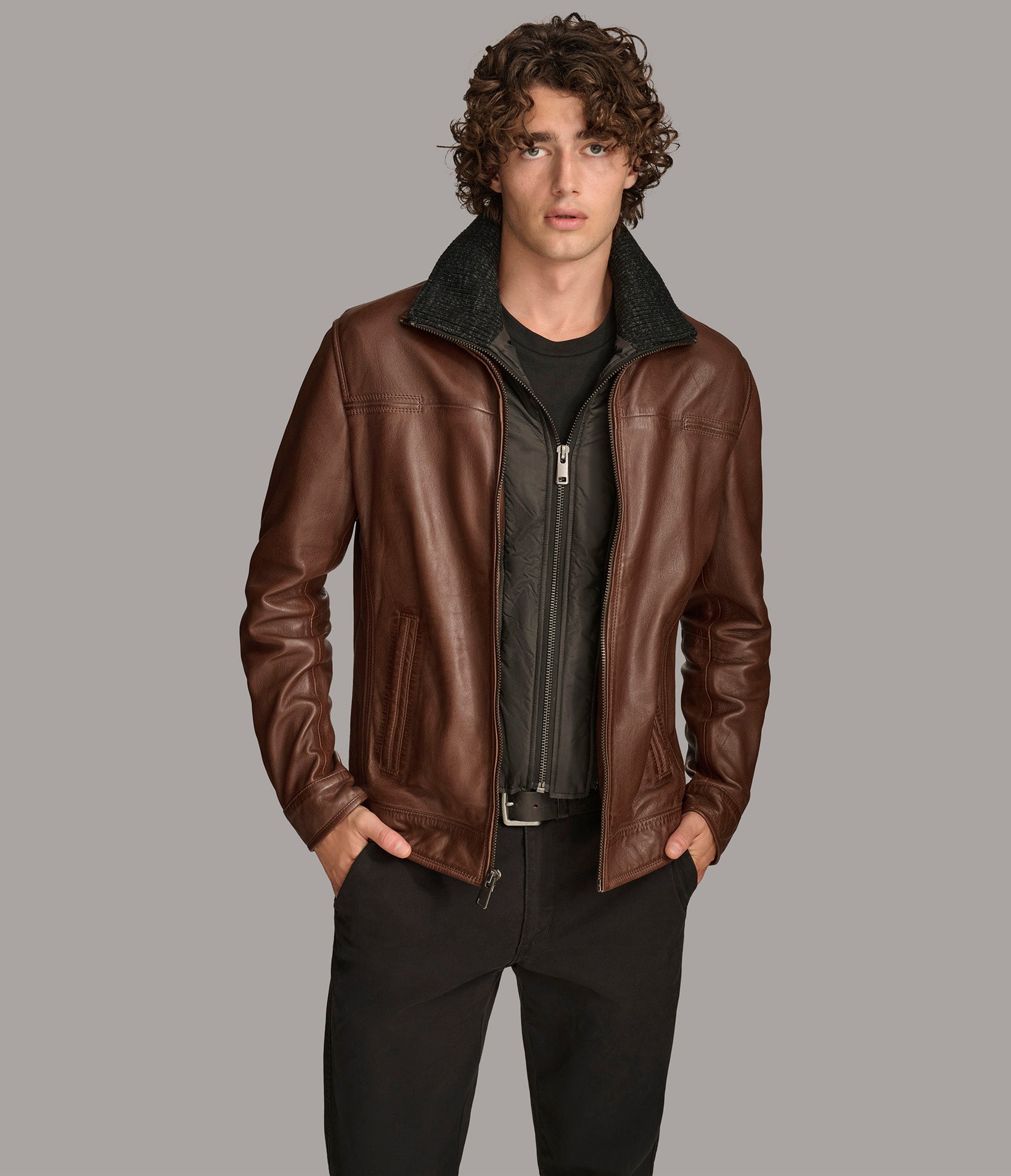 Jett Leather Jacket with Removable Hood View 1 | Men's Jackets Under $200