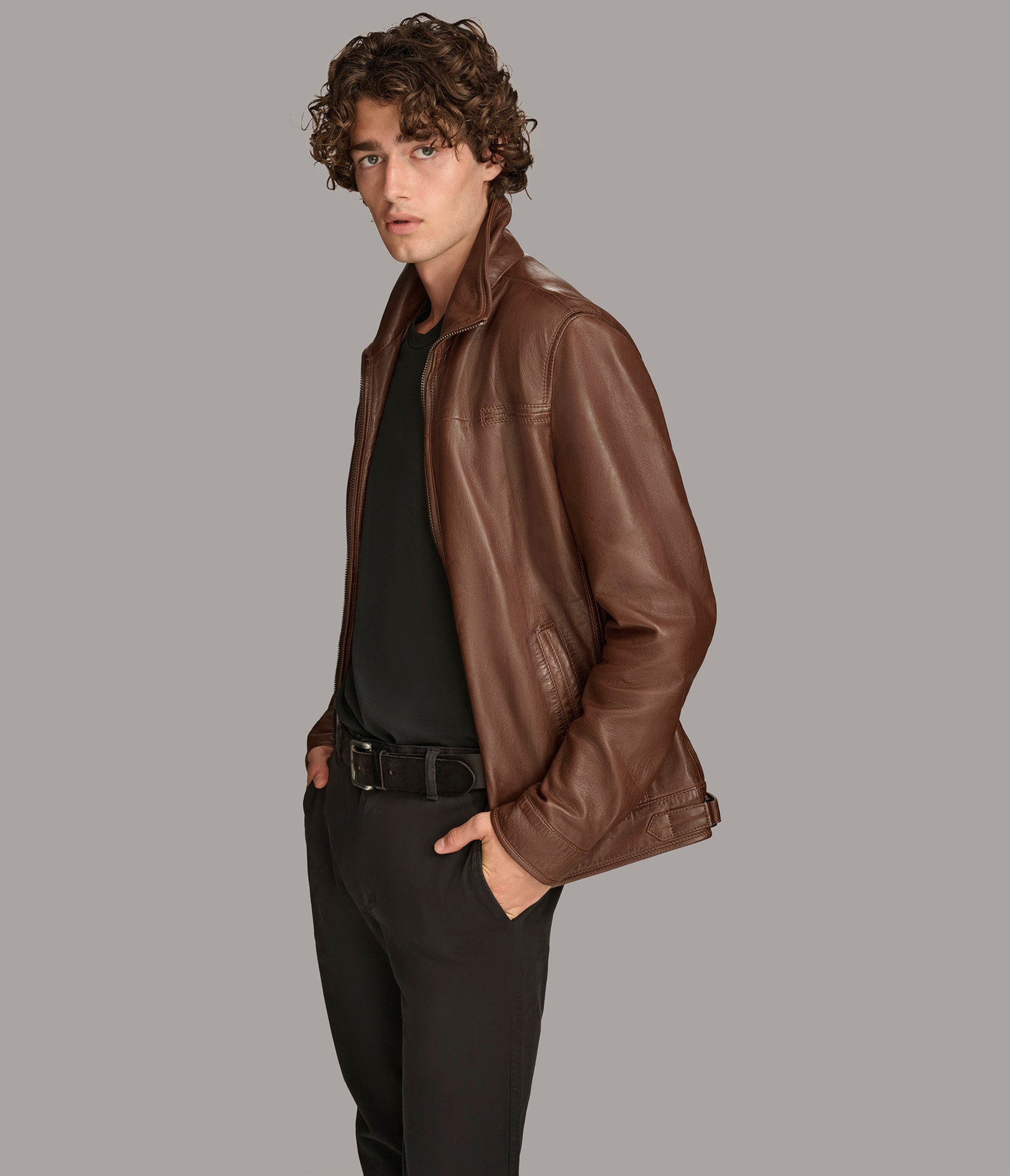 Jett Leather Jacket with Removable Hood View 2 | Men's Jackets Under $200