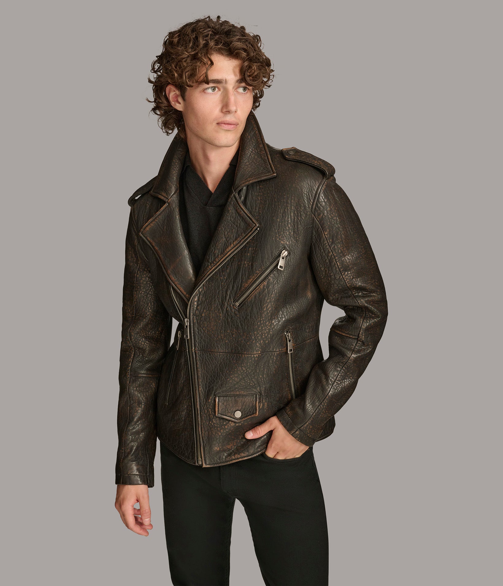 Tyler Painted Leather Moto Jacket