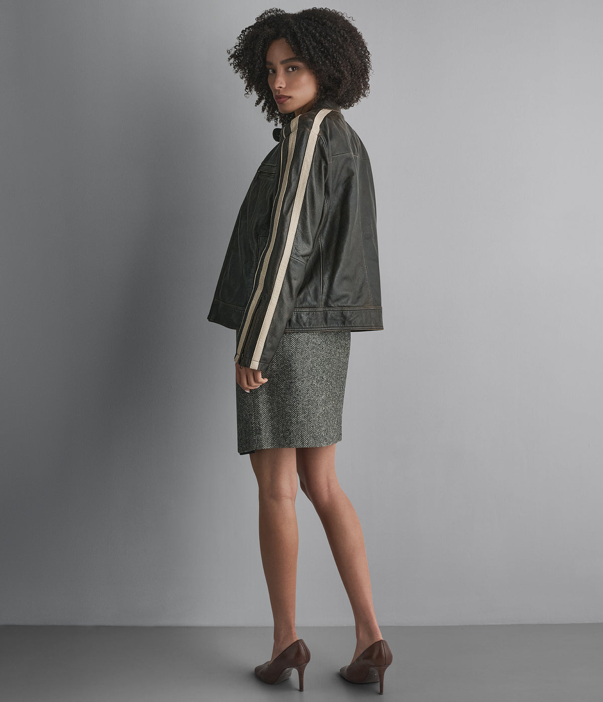 Cameron Leather Oversized Racer Jacket View 2 | Women's Collection