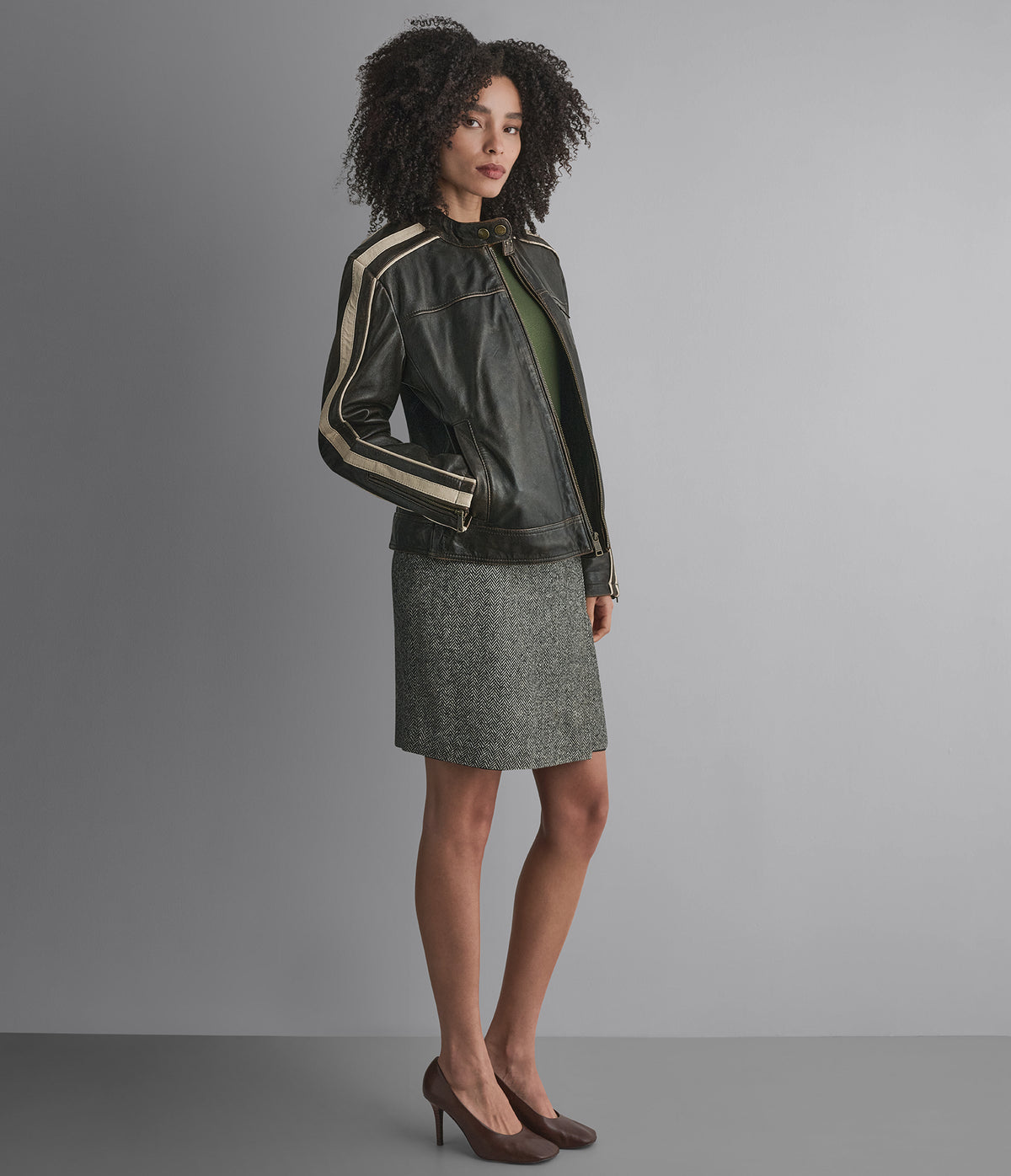 Cameron Leather Oversized Racer Jacket View 3 | Women's Collection