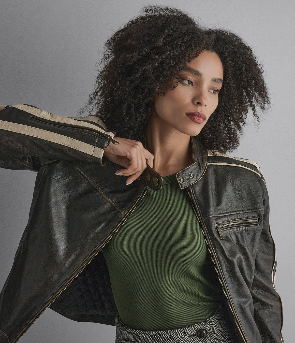 Cameron Leather Oversized Racer Jacket View 5 | Women's Collection