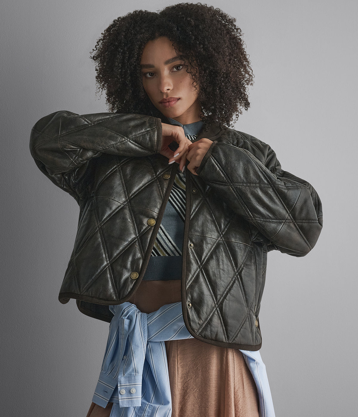 Kendall Quilted Leather Liner Jacket View 1 | Women's Fall Edit