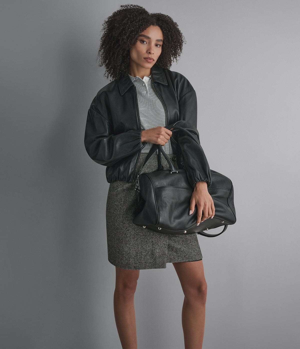 Brooke Leather Bubble Hem Jacket View 5