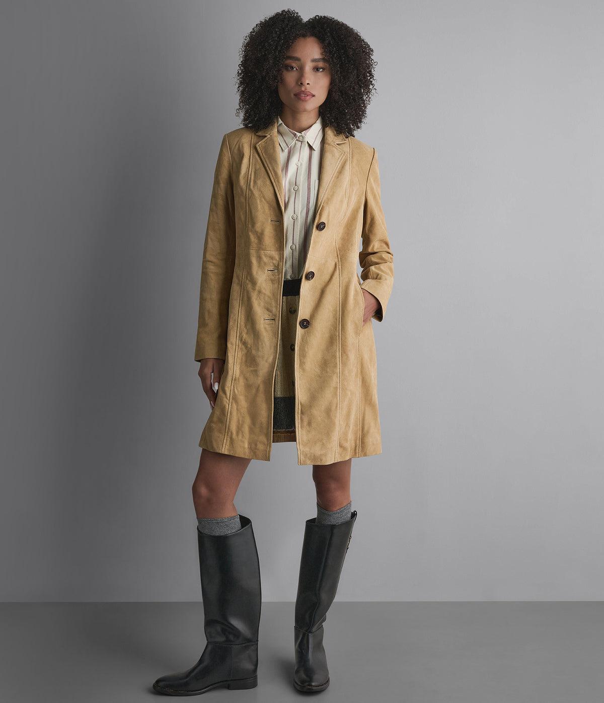 Nora Button Down Suede Trench Coat View 3 | Women's Fall Edit