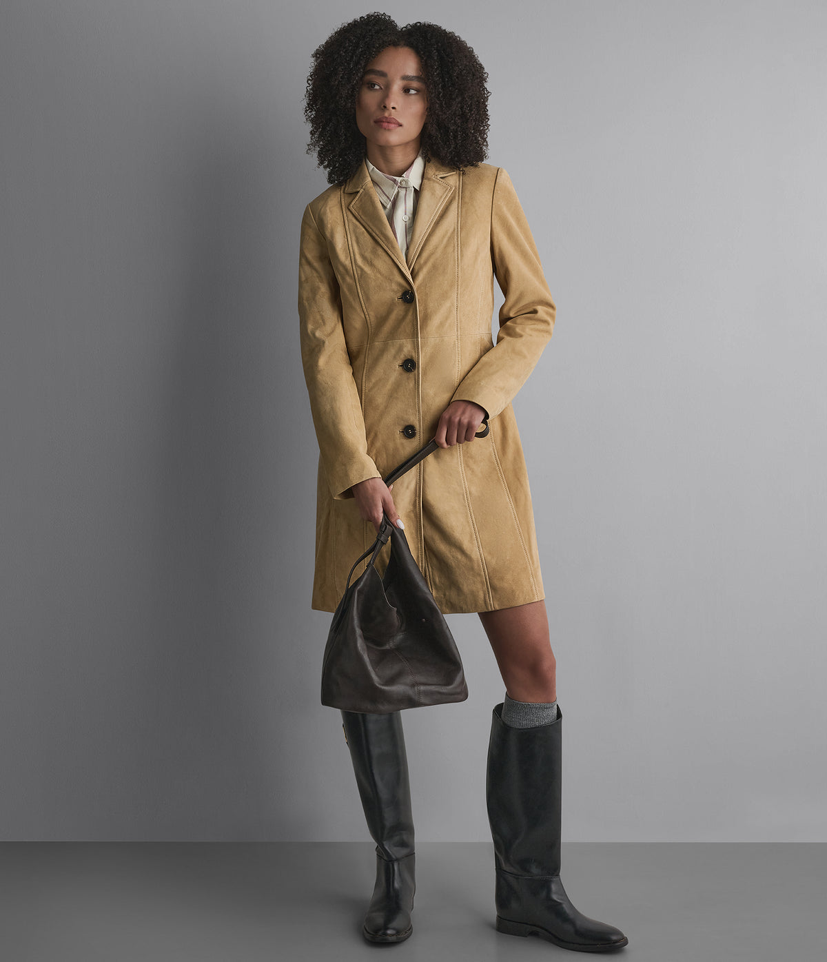 Nora Button Down Suede Trench Coat View 1 | Women's Fall Edit