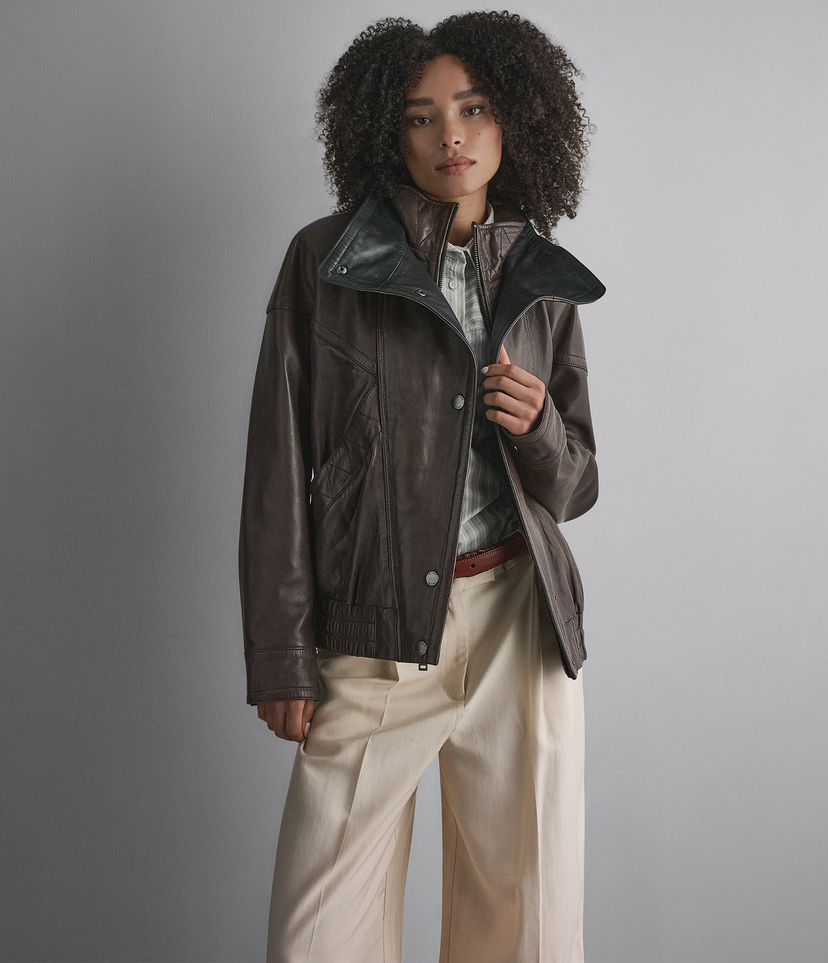 Valerie Leather Double Collared Jacket View 5 | Women's Fall Edit