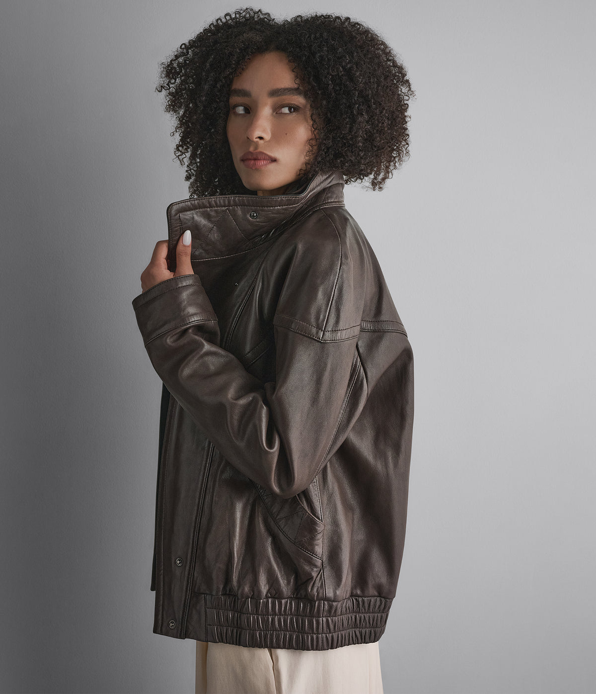 Valerie Leather Double Collared Jacket View 6 | Women's Fall Edit