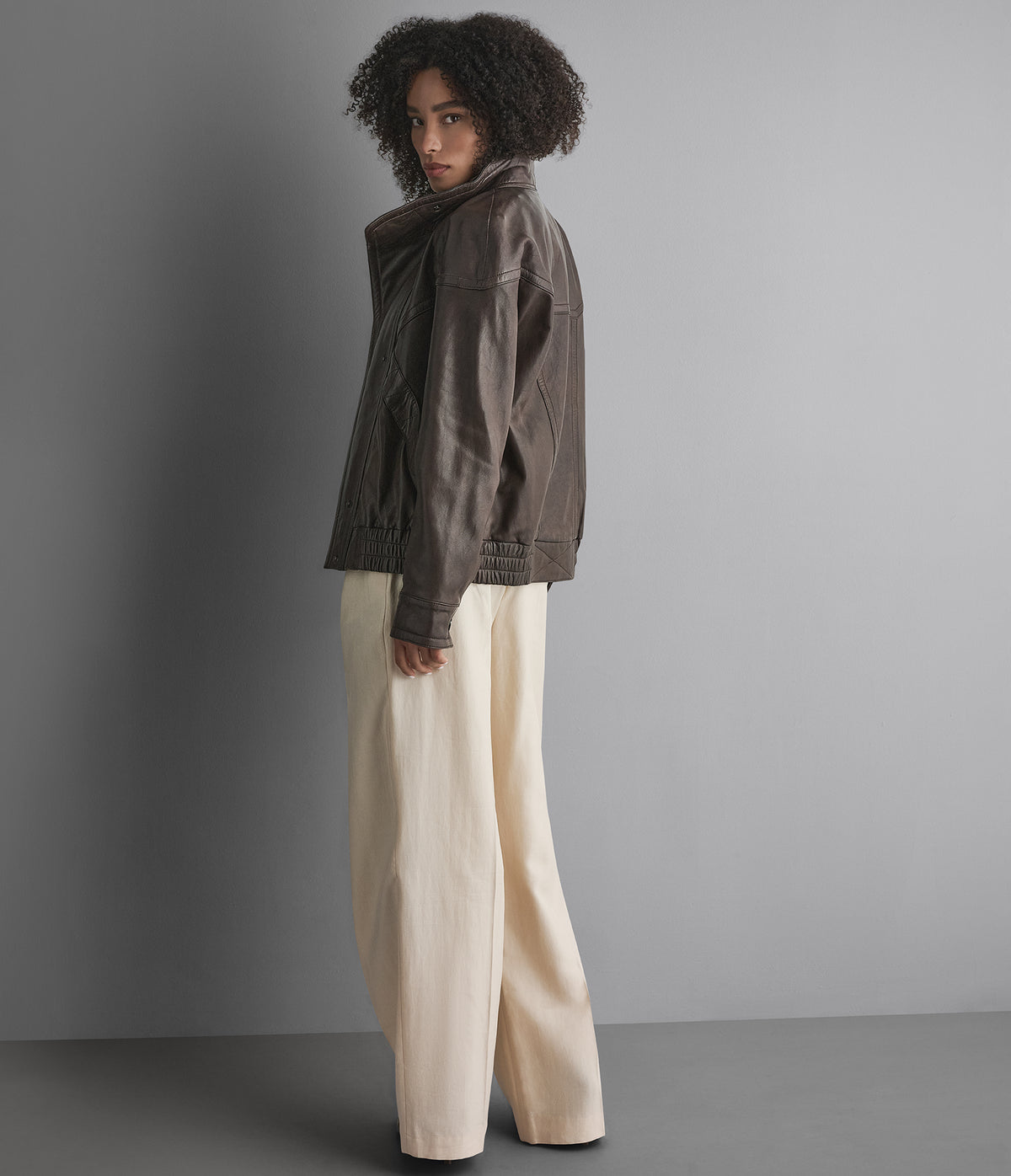 Valerie Leather Double Collared Jacket View 4 | Women's Fall Edit