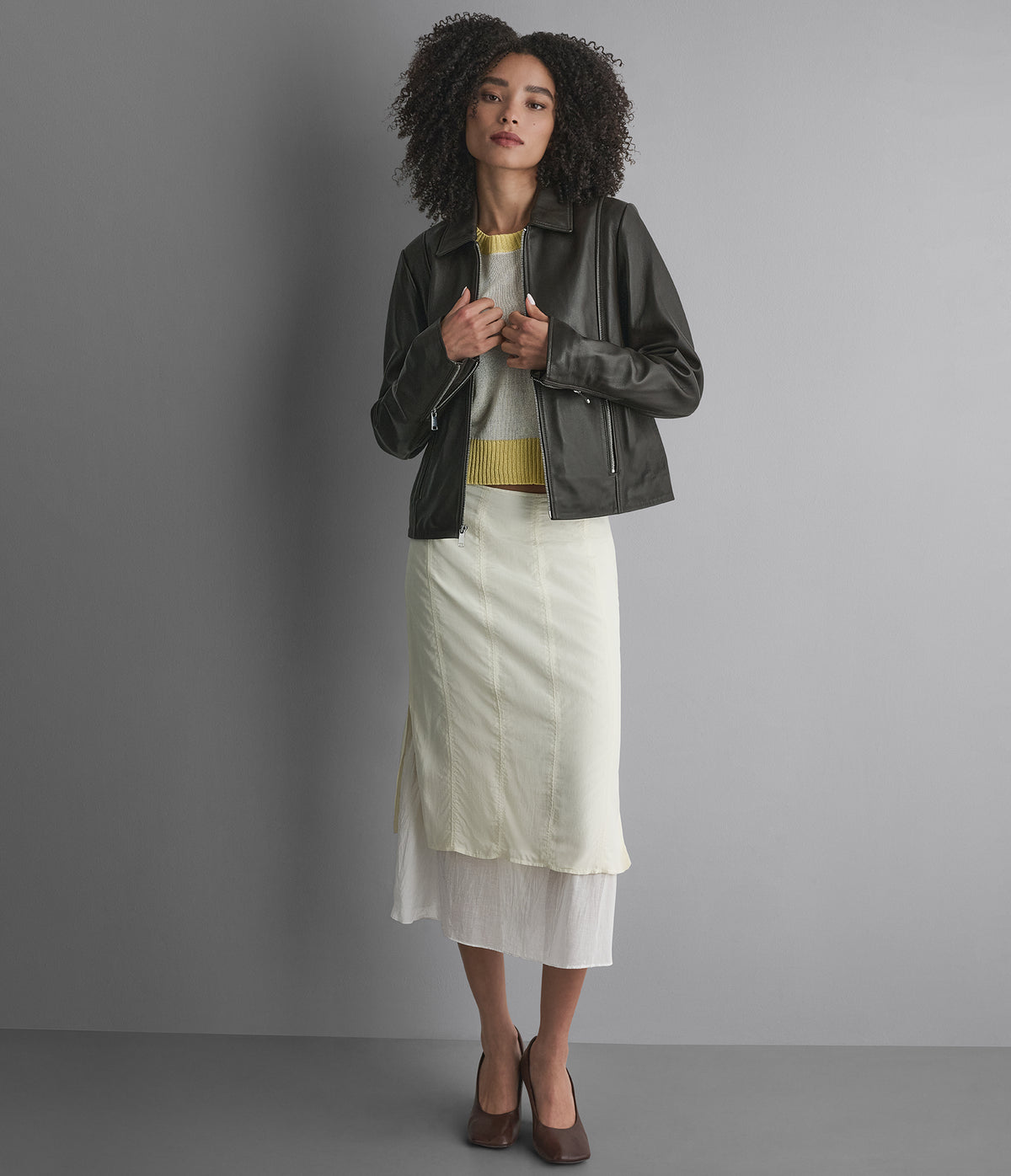 Justine Leather Shirt Jacket View 1 | Women's Collection