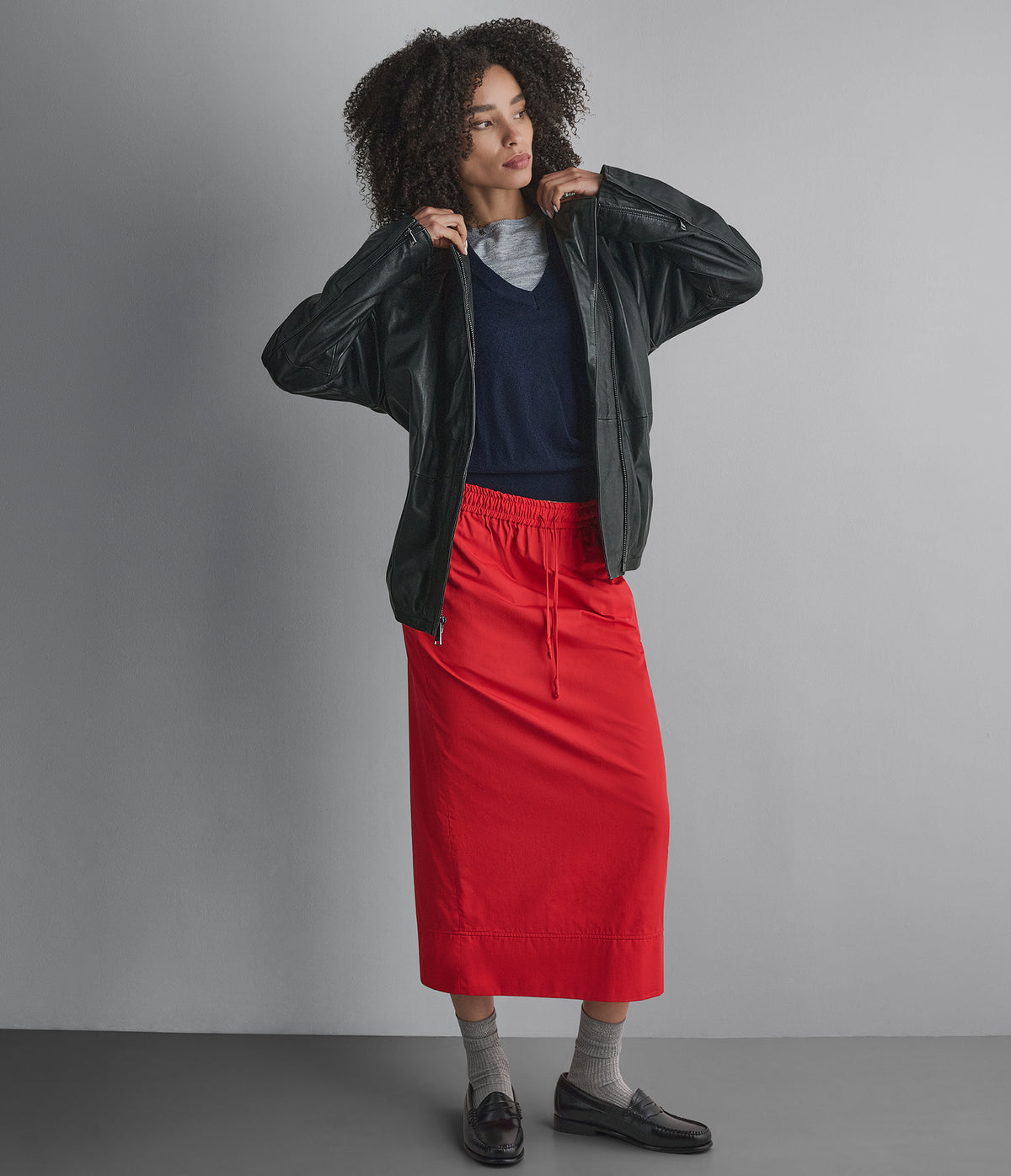 Monroe Leather Belted Asymmetric Moto Jacket View 2 | Women's Collection