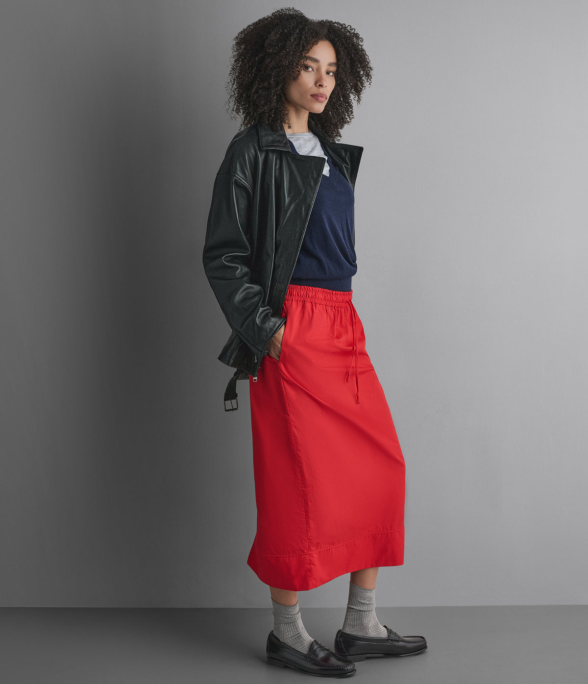 Monroe Leather Belted Asymmetric Moto Jacket View 4 | Women's Collection