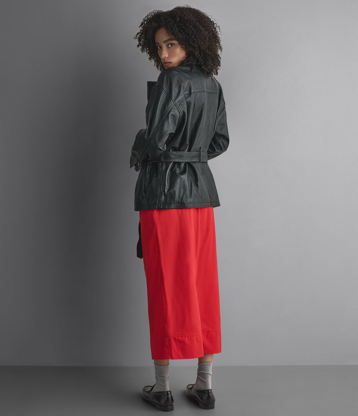 Monroe Leather Belted Asymmetric Moto Jacket View 3 | Women's Collection