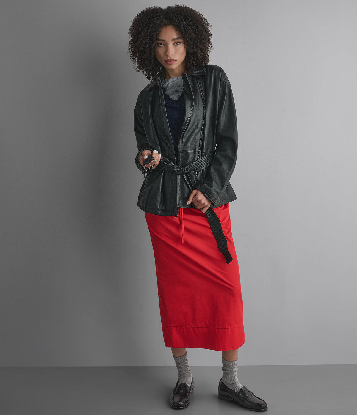 Monroe Leather Belted Asymmetric Moto Jacket View 5 | Women's Collection