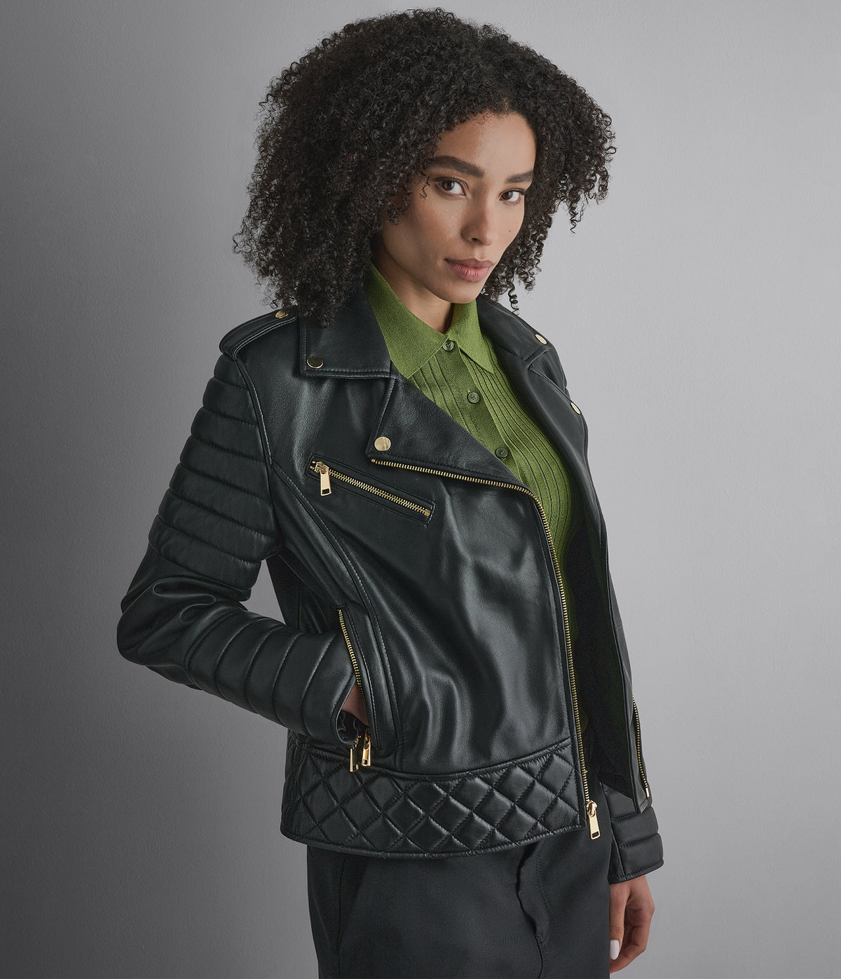 Mila Quilted Leather Moto Jacket View 1 | Women's Fall Edit
