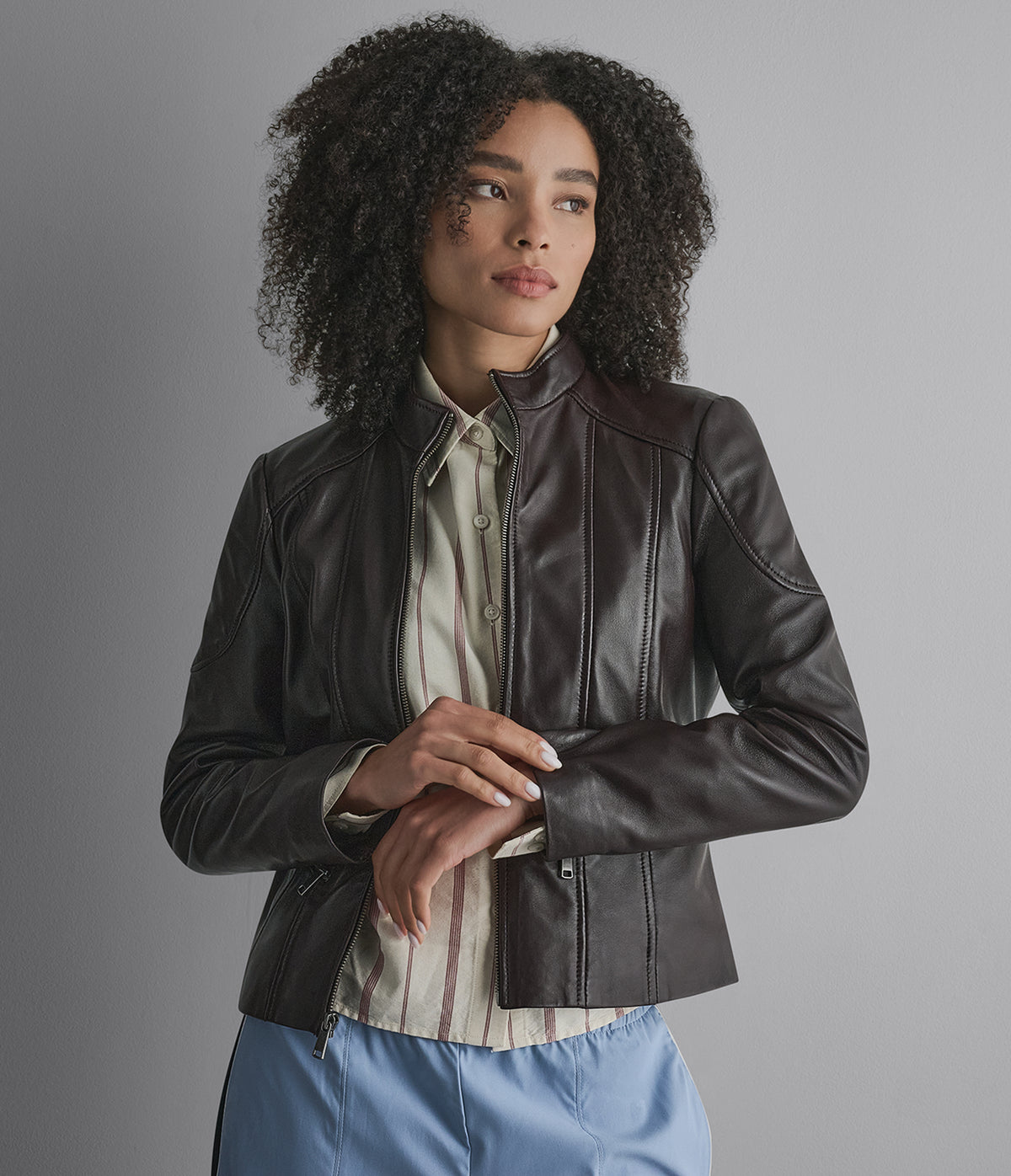 Caitlin Leather Scuba Racer Jacket View 1 | Products