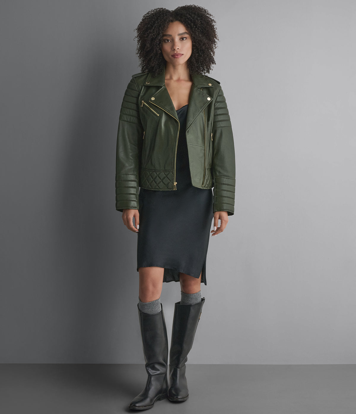 Mila Quilted Leather Moto Jacket View 3 | Women's Fall Edit
