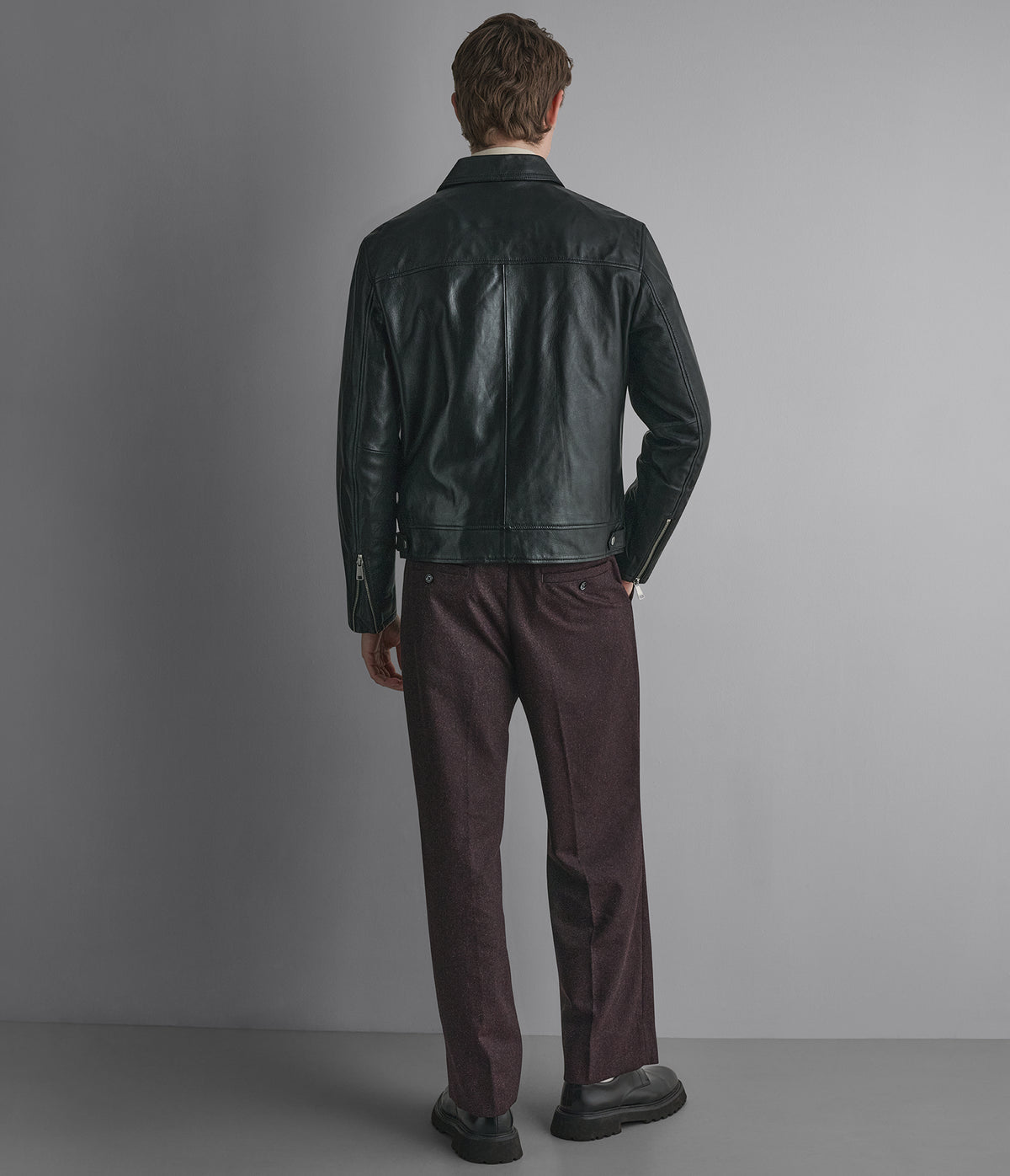 Teddy Leather Zip Up Jacket View 3 | Men's Jackets & Coats