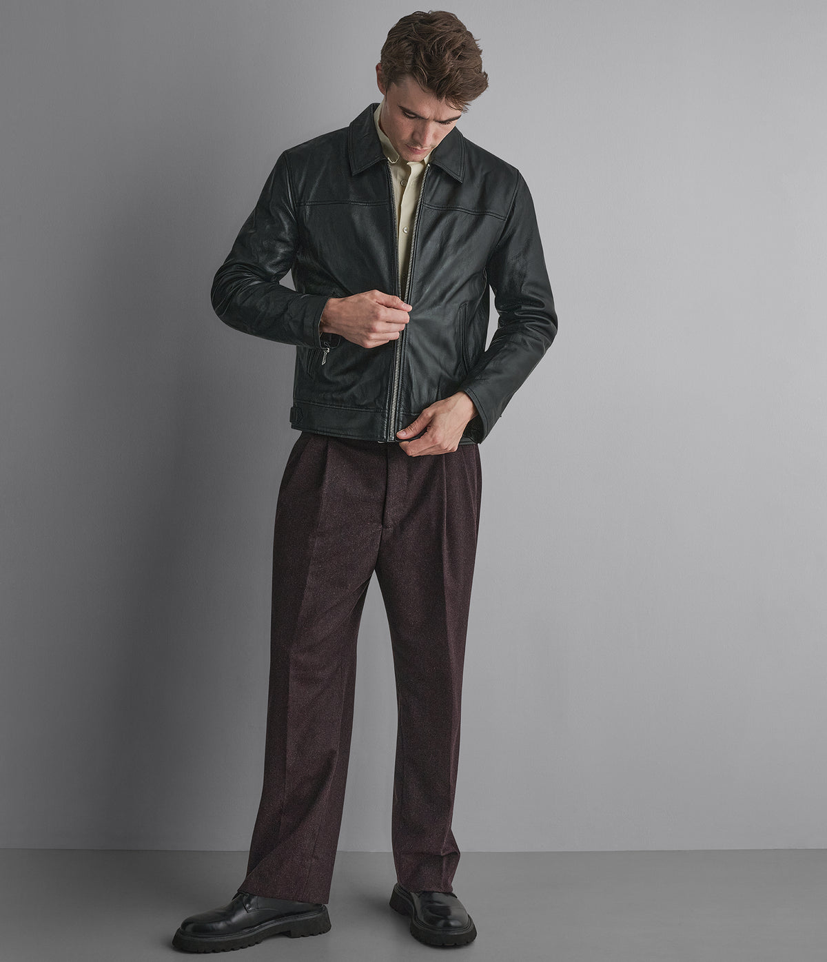 Teddy Leather Zip Up Jacket View 5 | Men's Jackets & Coats
