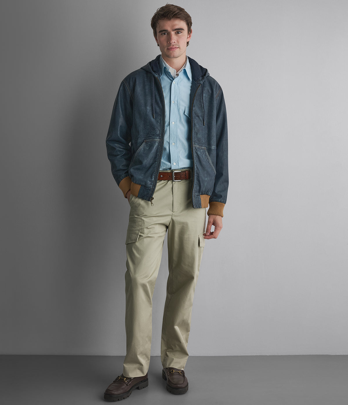 Dillon Leather Denim Hoodie View 1