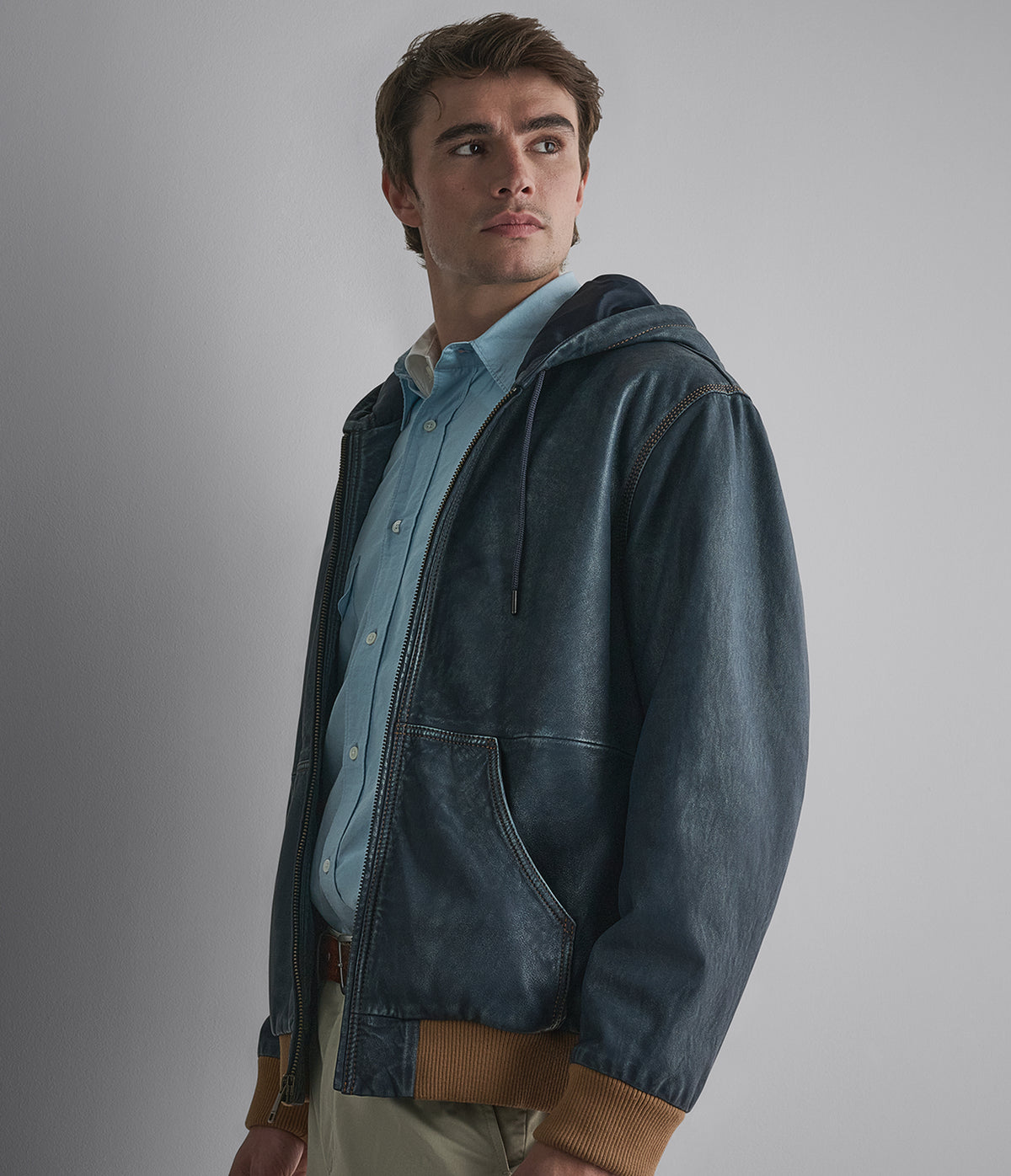 Dillon Leather Denim Hoodie View 3