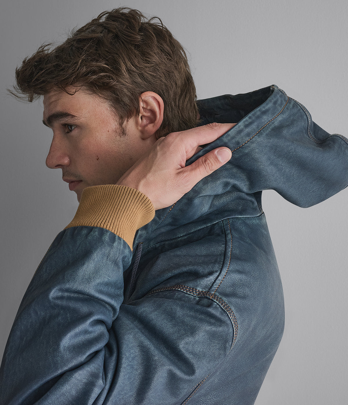 Dillon Leather Denim Hoodie View 6