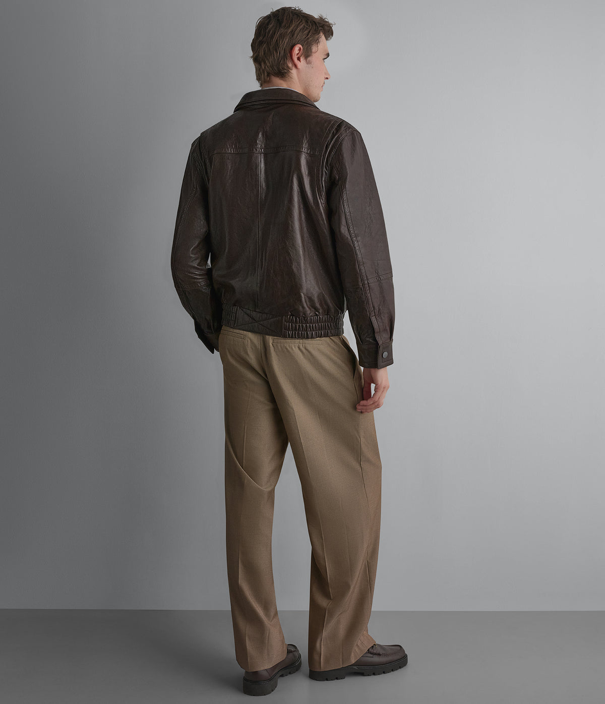 Marvin Leather Double Collared Jacket View 3 | Men's Jackets & Coats