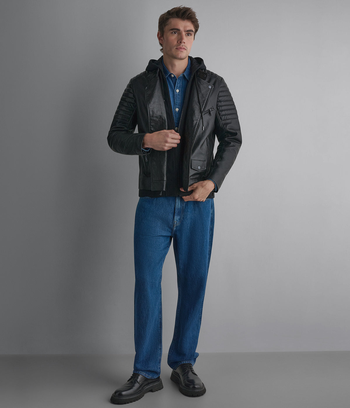 Andres Leather Moto With Zip Off Hood View 3 | Motorcycle Jackets