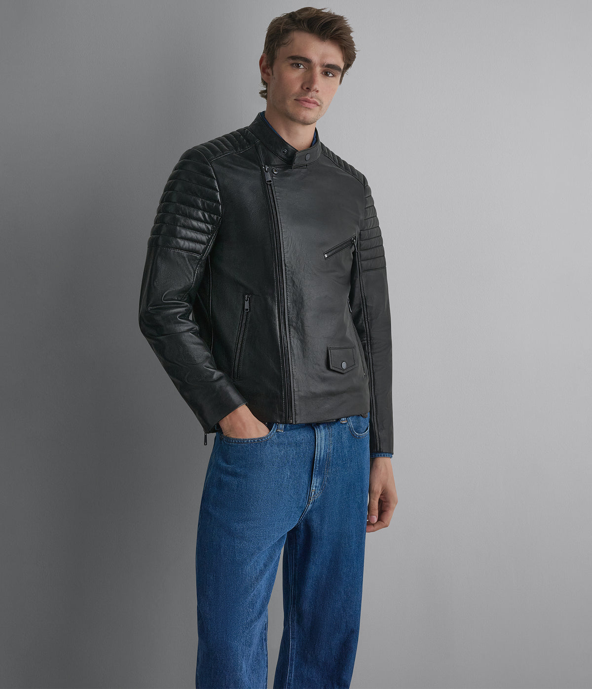 Andres Leather Moto With Zip Off Hood View 4 | Motorcycle Jackets