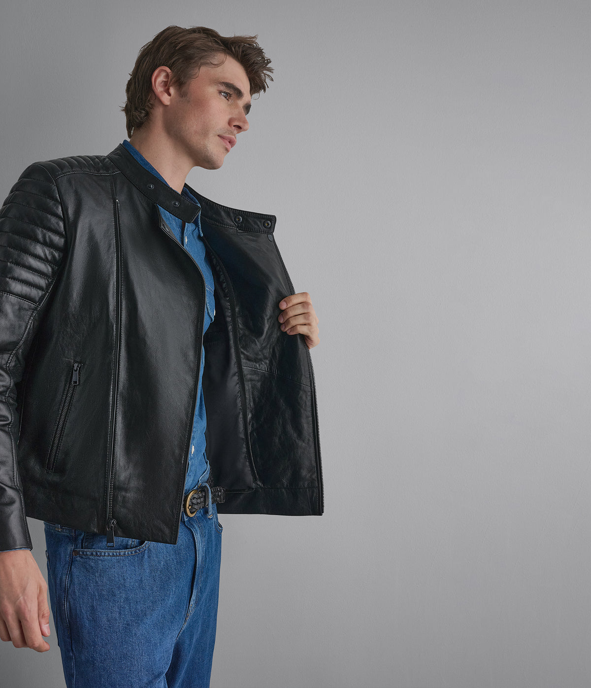 Andres Leather Moto With Zip Off Hood View 7 | Motorcycle Jackets