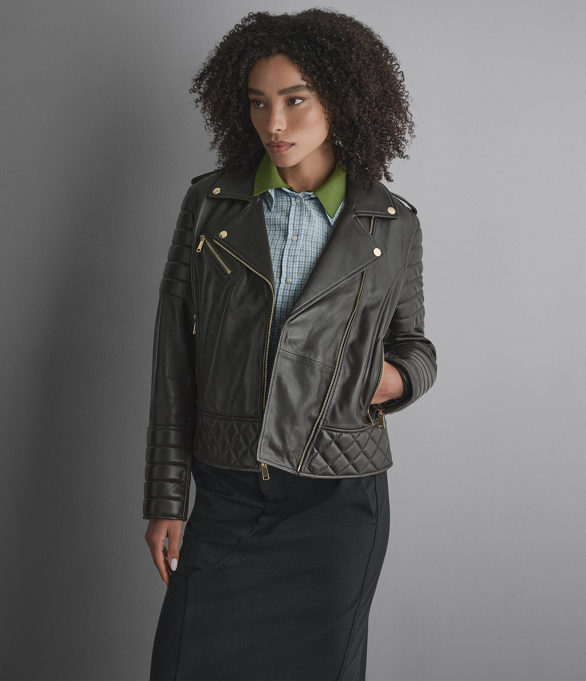 Mila Quilted Leather Moto Jacket View 1 | Women's Fall Edit