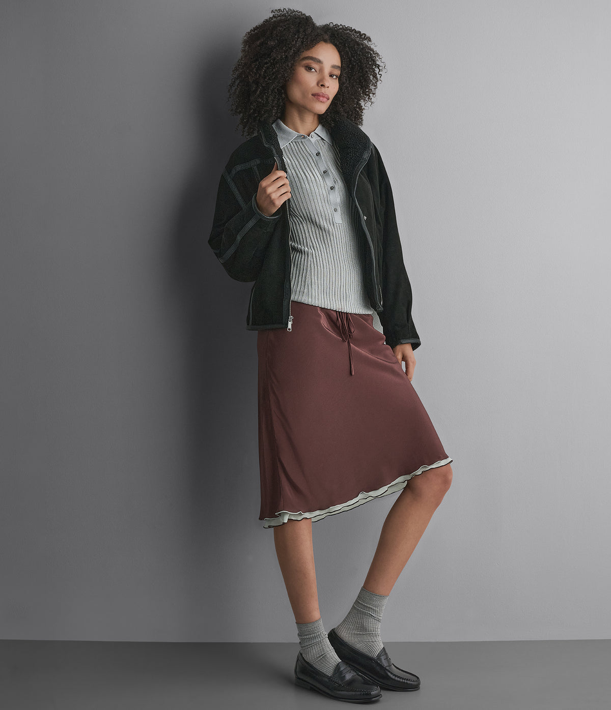 Ashley Faux Shearling Leather Moto Jacket View 4