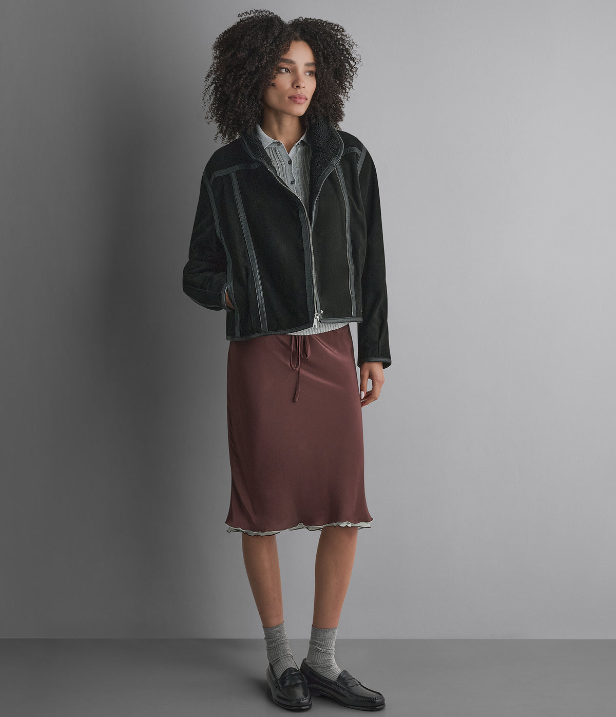 Ashley Faux Shearling Leather Moto Jacket View 5