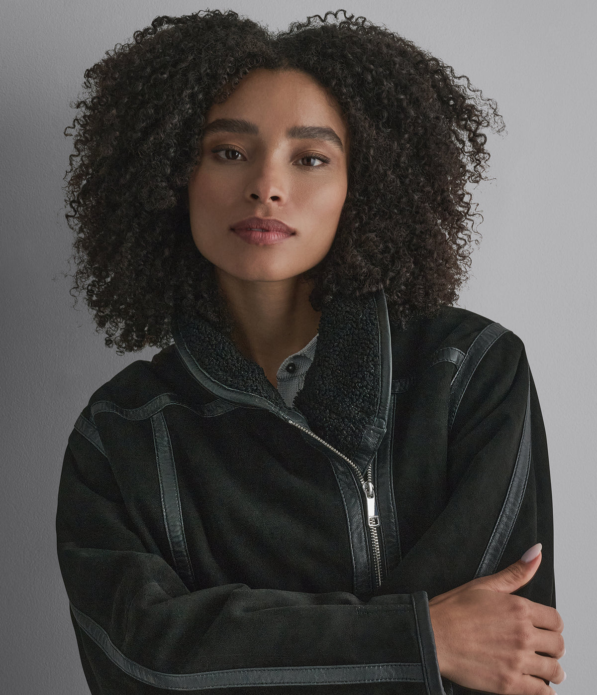 Ashley Faux Shearling Leather Moto Jacket View 6