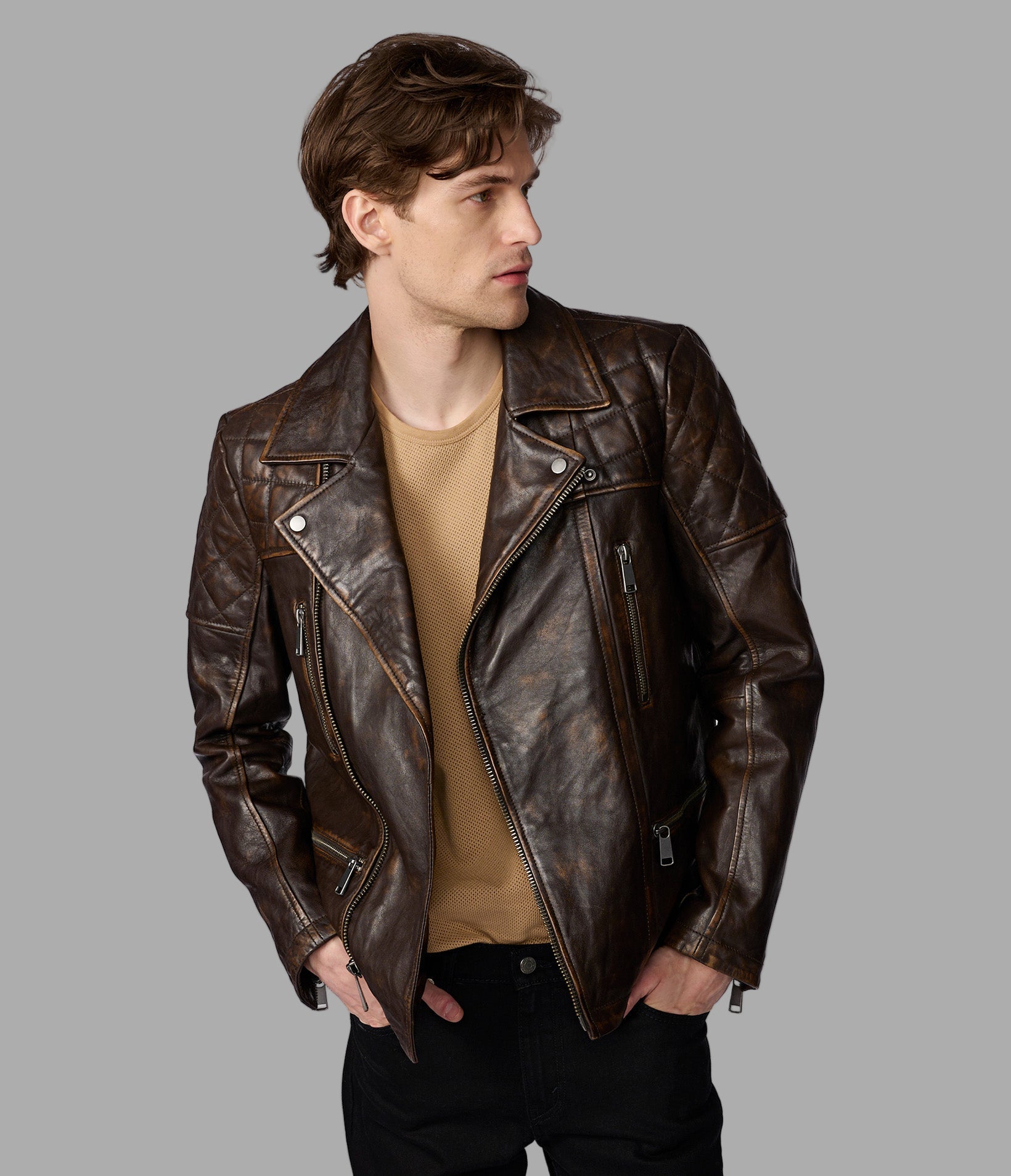 Tyler Painted Leather Moto Jacket View 1 | Men's Jackets Under $200